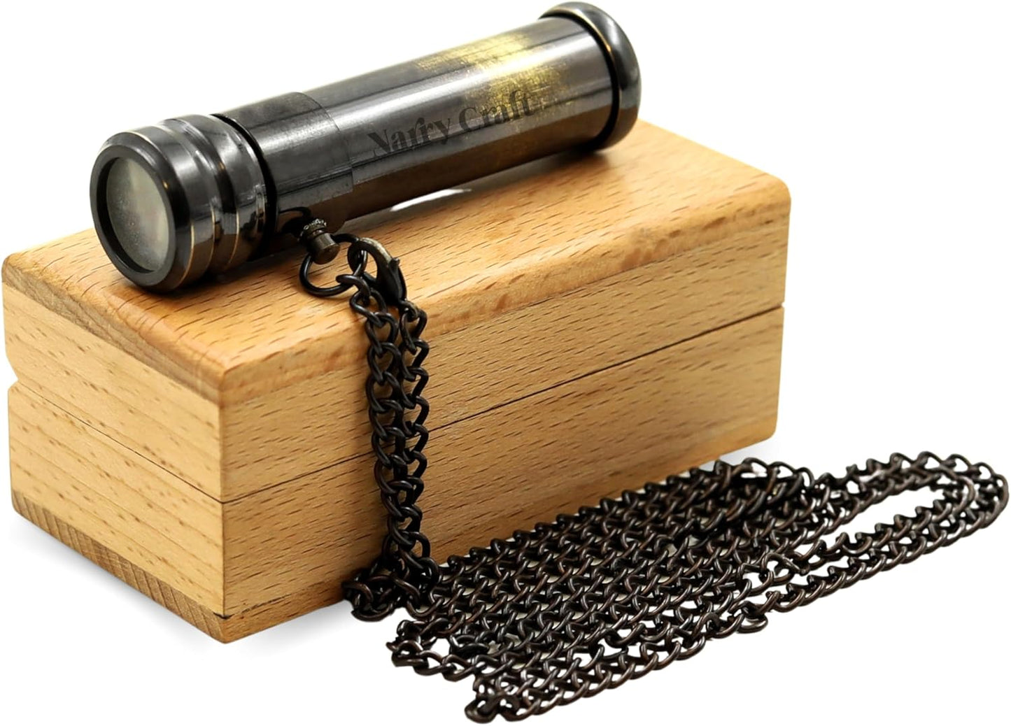 Brass Kaleidoscope with Wooden Box | Handcrafted Vintage Kaleidoscope with Optical Glass Lens & Wooden Storage Box – Collectible Gift for Kids & Adults Last Minute (Antique, Small)