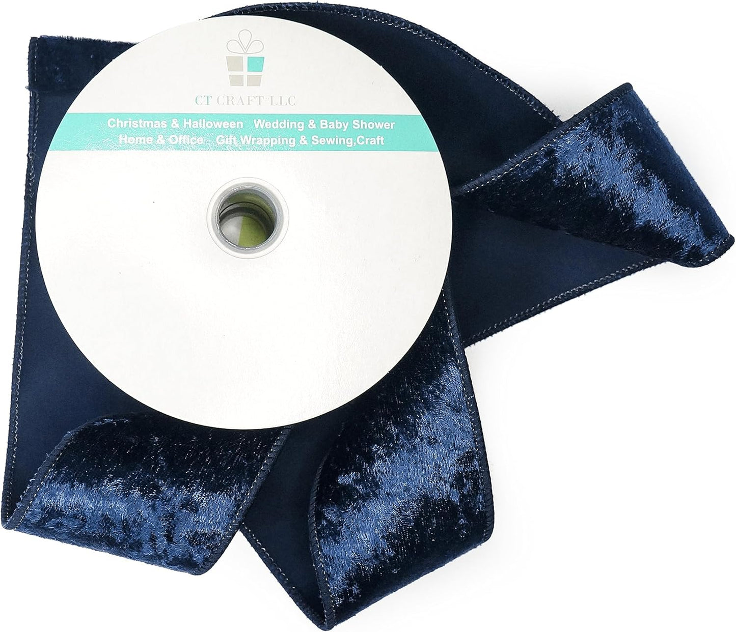 Navy Velvet Ribbon 2.5 Inch x 10 Yards for Christmas Tree Topper Home Decoration Wreath Gift Wrapping DIY Craft