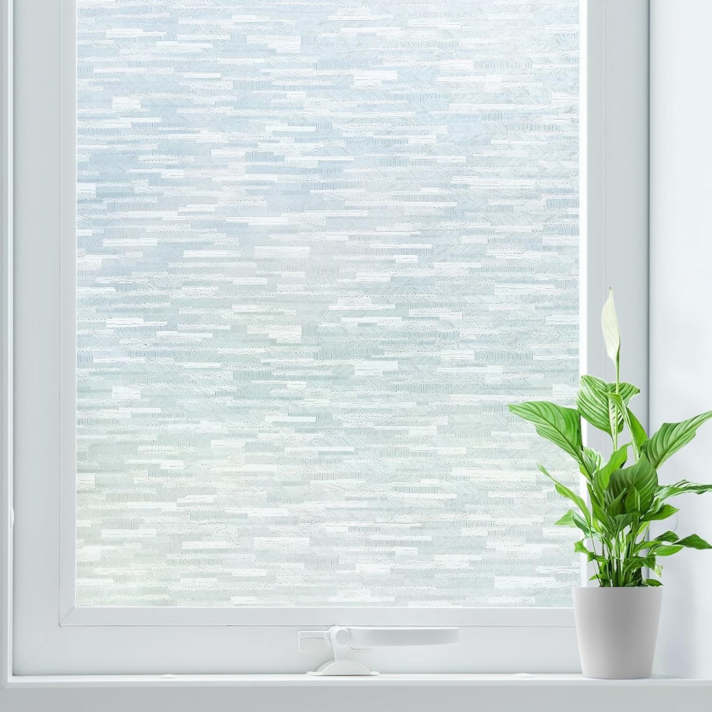 rabbitgoo Window Privacy Film, Frosted Glass Window Film Static Cling Covering, Non Adhesive Privacy Clings Vinyl, Removable Frosting Sticker for Home Decoration, White, 23.6 x 78.7 Inches