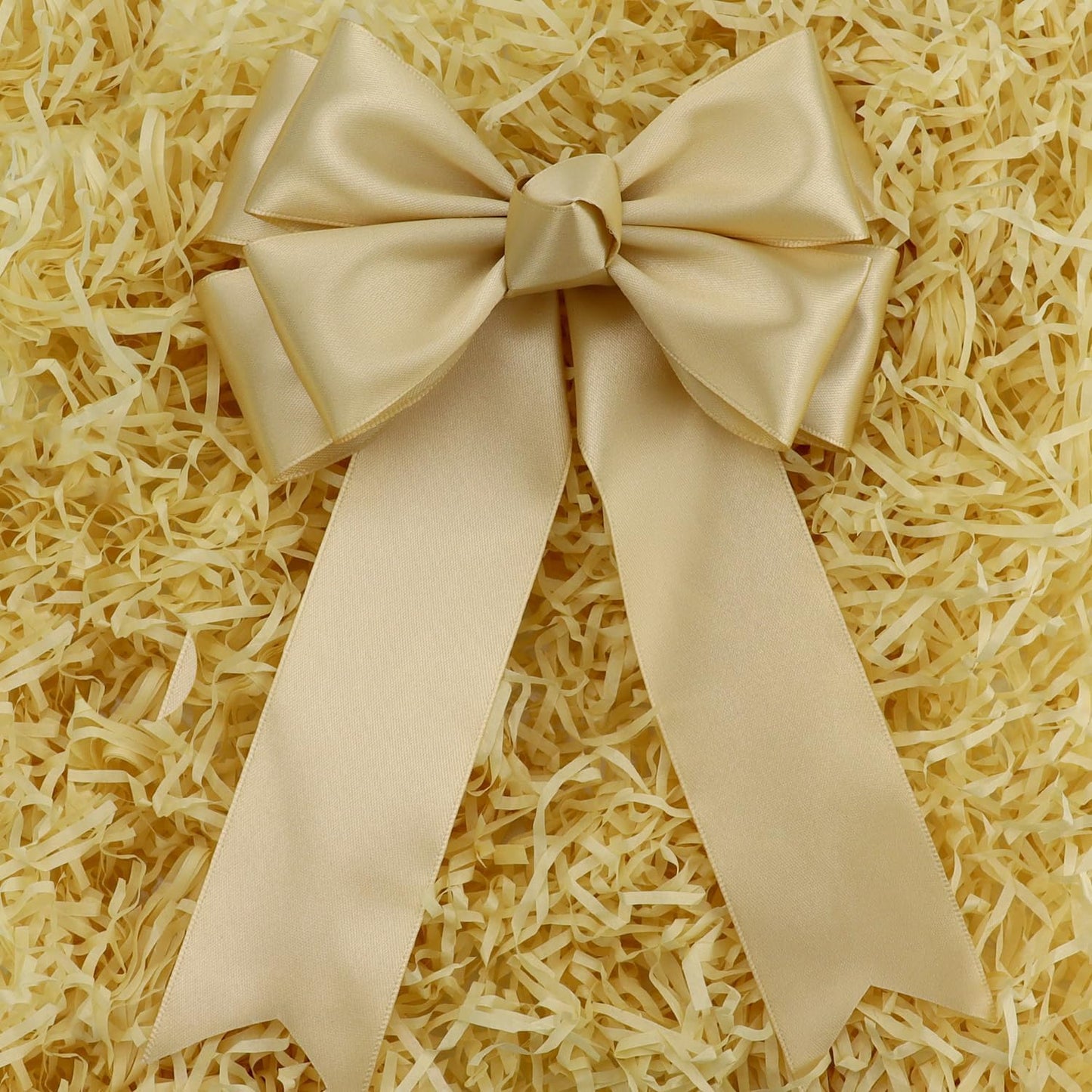 Champagne Solid Satin Ribbon 2 Inch 25 Yards Solid Polyester Fabric Ribbon for Gift Wrapping Wedding Christmas Baby Shower Birthday Party Decoration Handmade Immortal Flower Craft