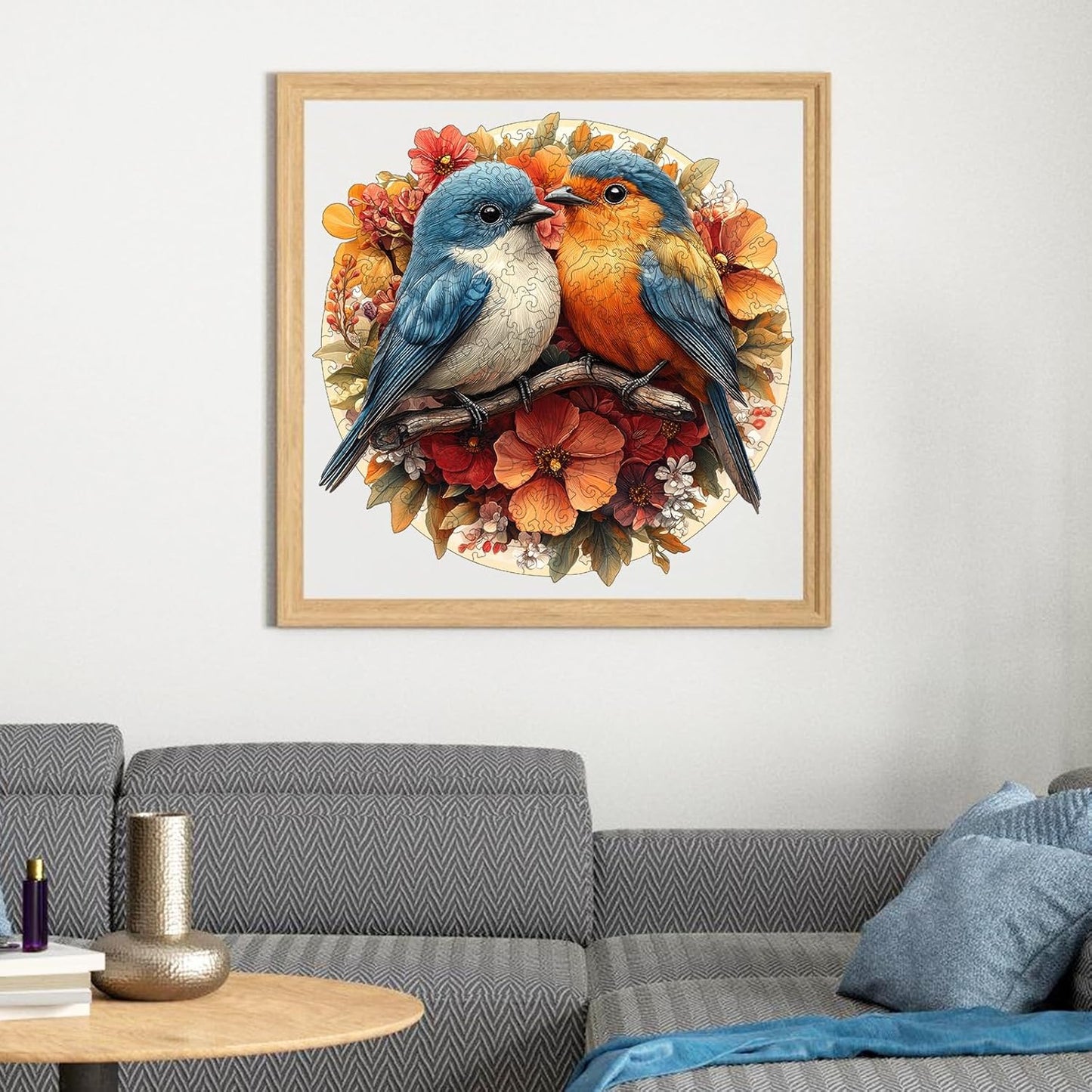 Wooden Jigsaw Puzzles -Twin Birds Wooden Puzzles for Adults, 200 Pcs Size 11.3'' x 11'', Luxurious Shaped Wood Puzzle, Beautiful Package, Best Gift for Adults, Family Game