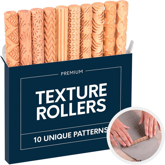 Byllstore Clay Texture Rollers | 10-Pack | 5 in x 0.65 in | Premium Pottery Tools