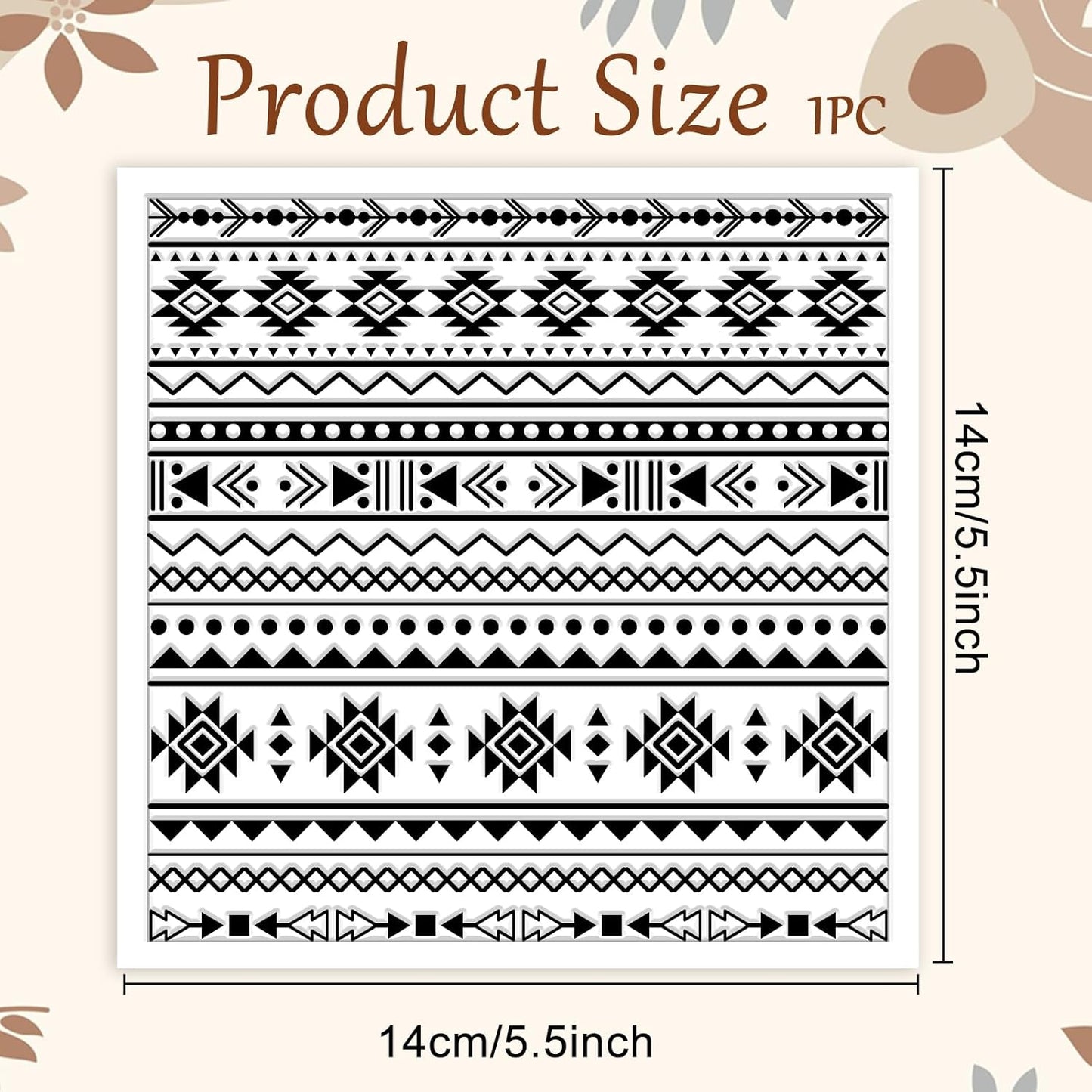 CHGCRAFT Tribal Elements Style Polymer Clay Texture Sheets Aztec Pattern Silicone Texture Stamp Clay Texture Mat Modeling Pattern Pad Sheets for Jewelry and Earrings Tools, 5.5x5.5 inch