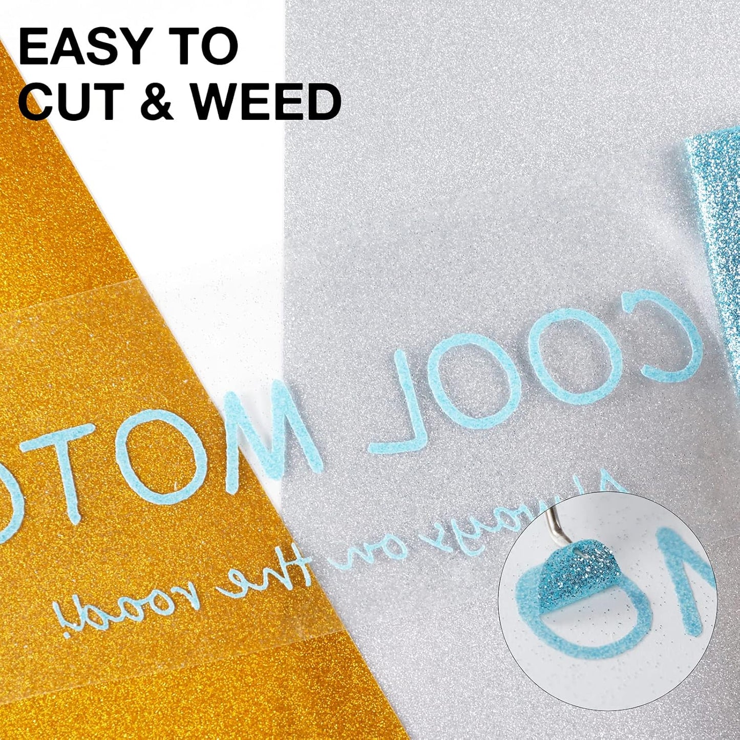 HTVRONT Blue Glitter HTV Heat Transfer Vinyl - 10" x 8ft Glitter Iron on Vinyl for Shirts, Easy to Cut & Weed for Heat Vinyl Design (Light Blue)