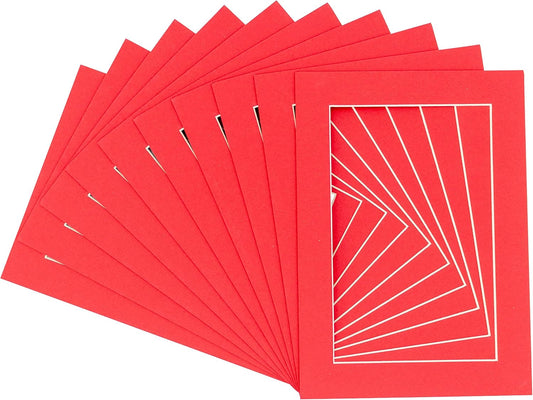 Pack of Ten Acid Free 11x14 Mats Bevel Cut for 8.5x11 Photos - Cardinal Red Precut Matboards With Backing Boards and Self Seal Photo Mat Bags For Pictures, Photos, Framing - 4-ply Thickness