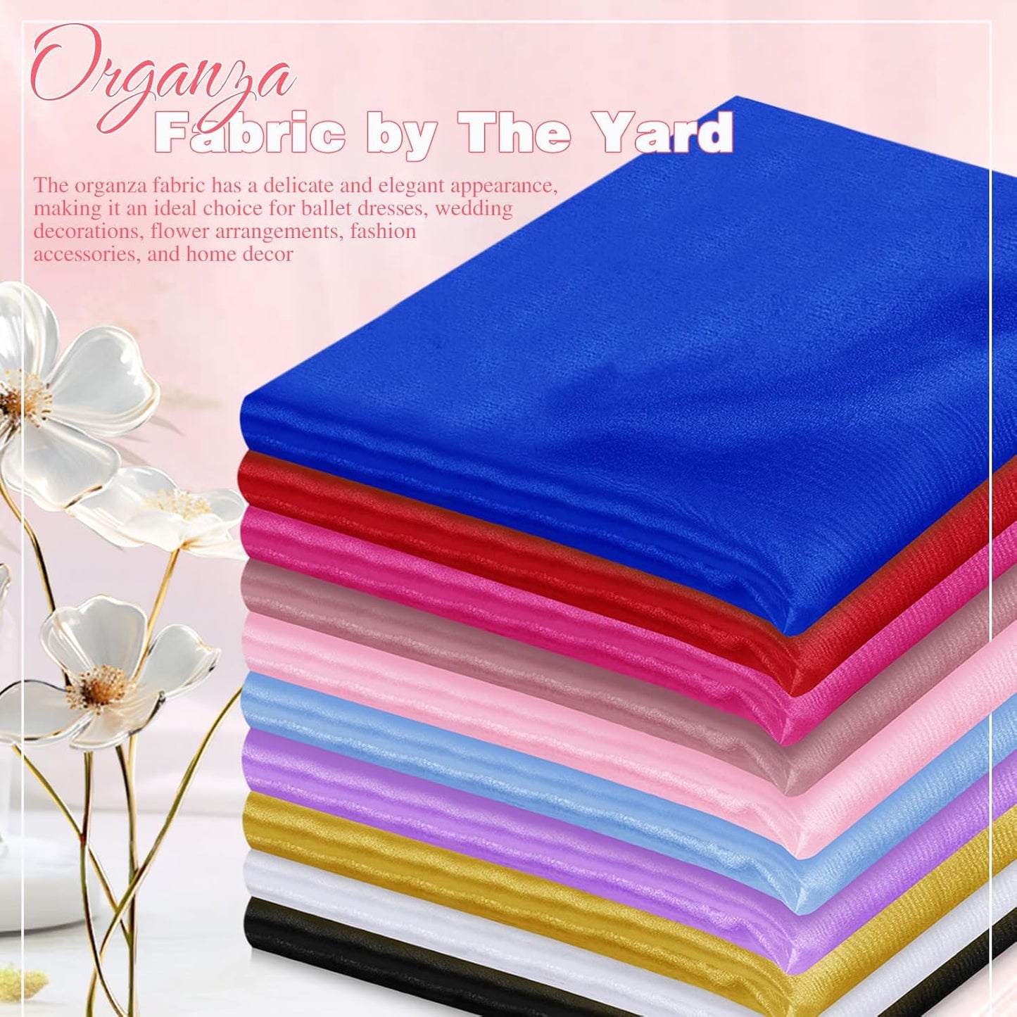 VACVELT Sheer Organza Fabric by The Yard, 60 Inch Wide Red Organza Fabric Bolt Bridal Sheer Tulle Fabric, Silk Organza Fabric Roll for Wedding Party Decorations Backdrop Curtain (1 Yard)