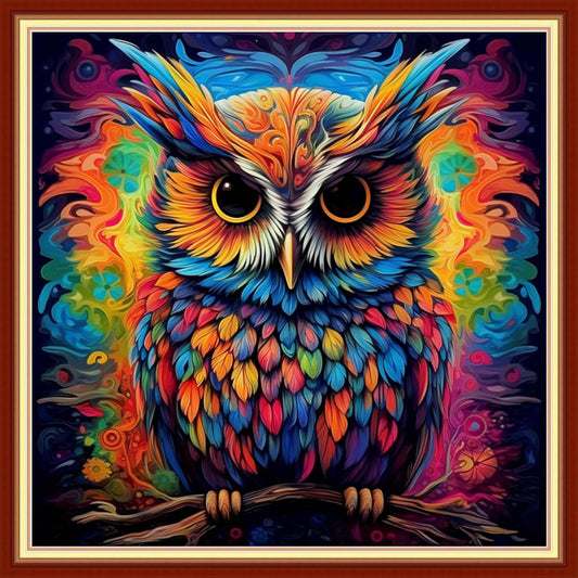 Redxing Stamped Cross Stitch Kits Full Range of Embroidery Starter Kits- Needlepoint Counted Cross Stitch Kits for Beginner Adults 11CT Printed Embroidery Kit-Magic Owl 18x18 inch