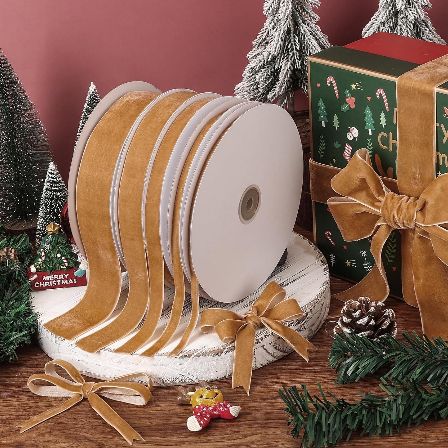 Dark Dusty Blue Velvet Ribbon,2" W x 20Yd Single Face,Great for Gift Wrapping,Hair Bows,Handmade Craft and Christmas,Wedding Decoration (2" Dark Dusty Blue)