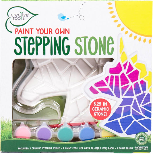 Creative Roots Mosaic Unicorn Stepping Stone, Includes 7-Inch Ceramic Stone & 6 Vibrant Paints, DIY Garden Stepping Stone Kit for Kids Ages 6+