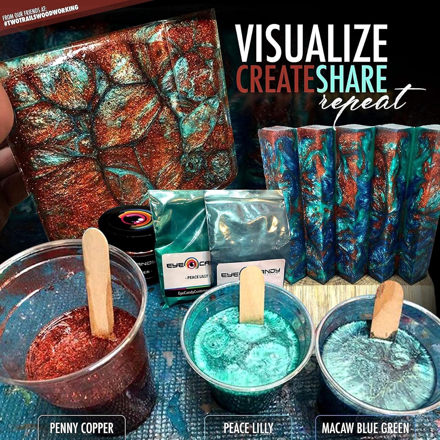 Eye Candy Pigments Premium Copper Mica Powder - Penny Copper (50gr) - for Epoxy, Resin, Soap, Paint, Woodworking, Acrylic Pouring, Bath Bombs, Fishing Lures - DIY Arts and Crafts Additive