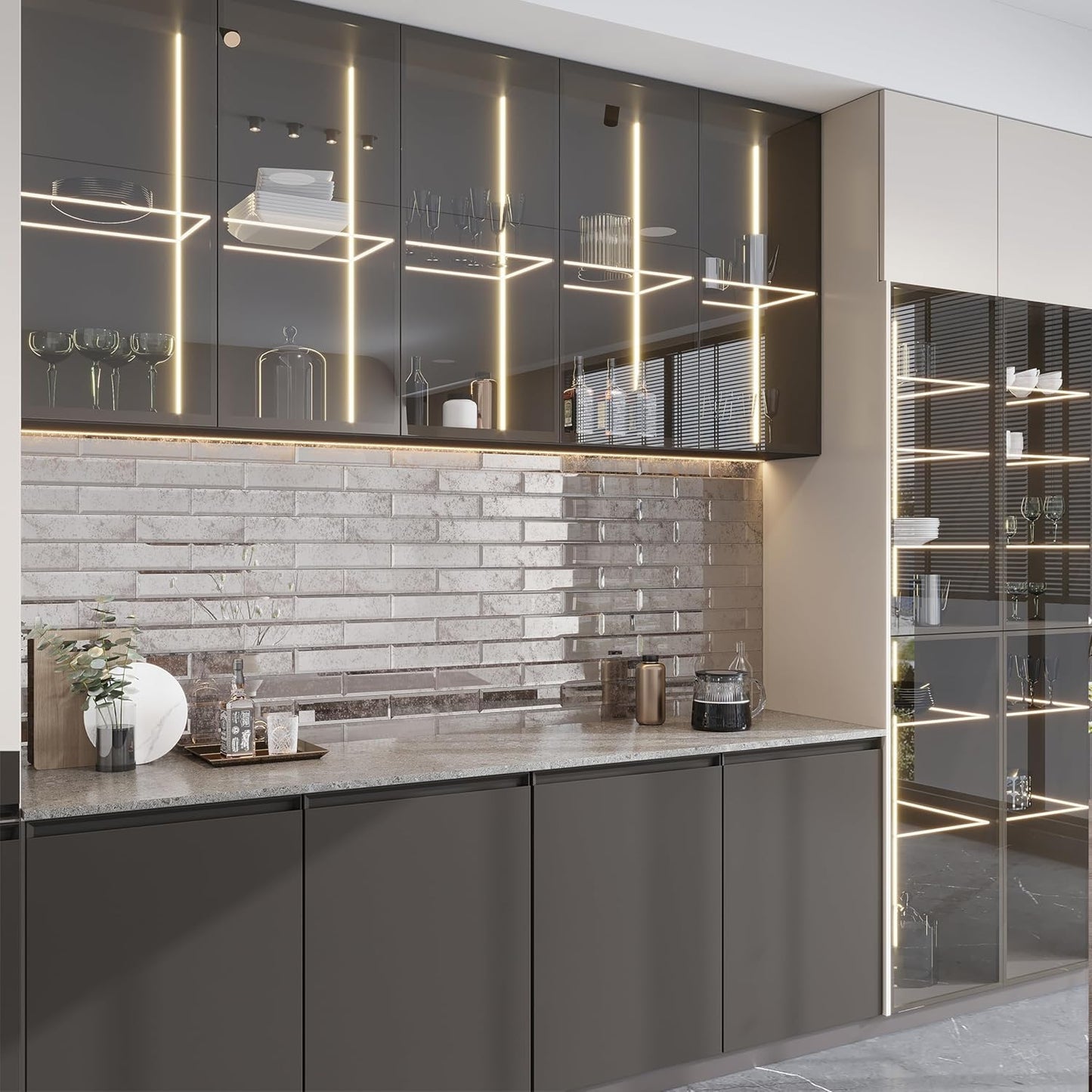 Box of 20 Antique Mirror Beveled Glass Subway Tiles – 3" x 12" Vintage Silver Finish, 5 Sq Ft, Not Peel & Stick, for Kitchen Backsplash, Bathroom Wall, Shower, Fireplace Surround, Bar or Accent Wall