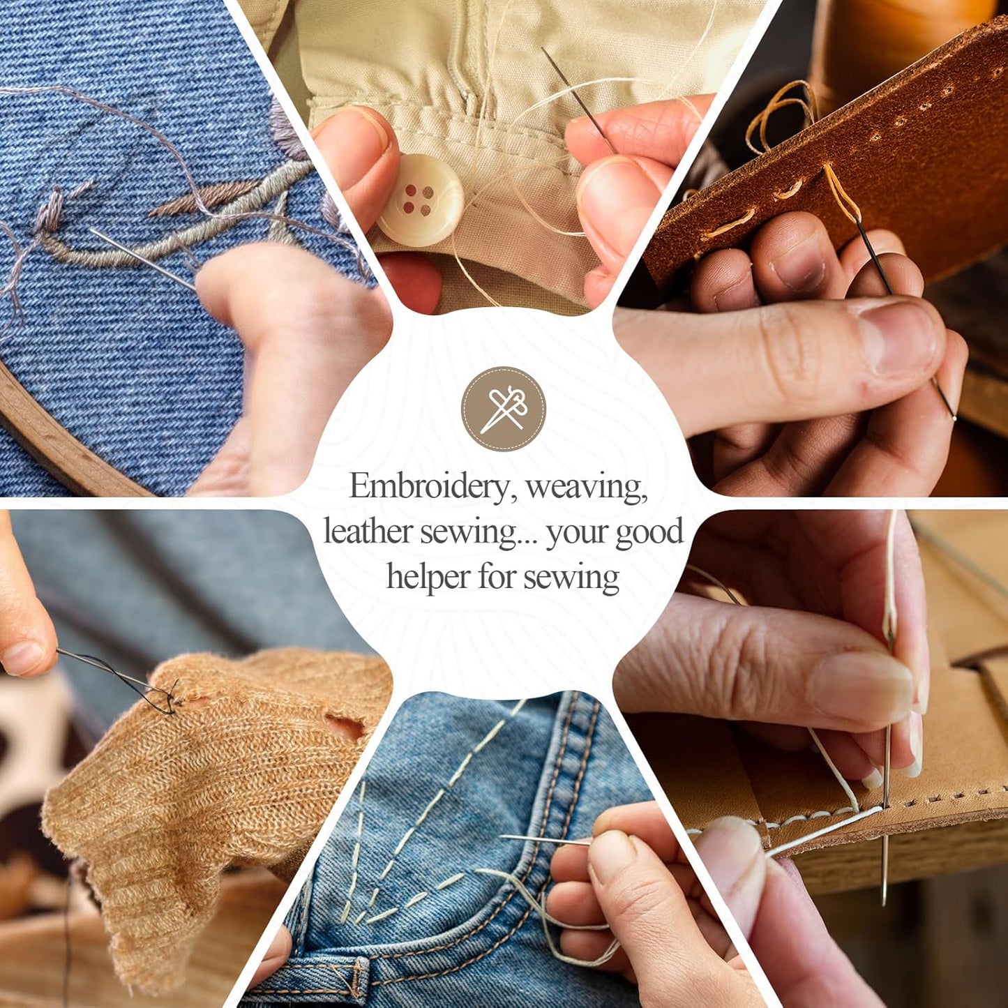 Dmrueia 60 Pcs Large Eye Embroidery Needles, 6 Sizes Hand Sewing Needles, Quilting Needles with Aluminum Tube, Sharp Needles for Art Crafts.