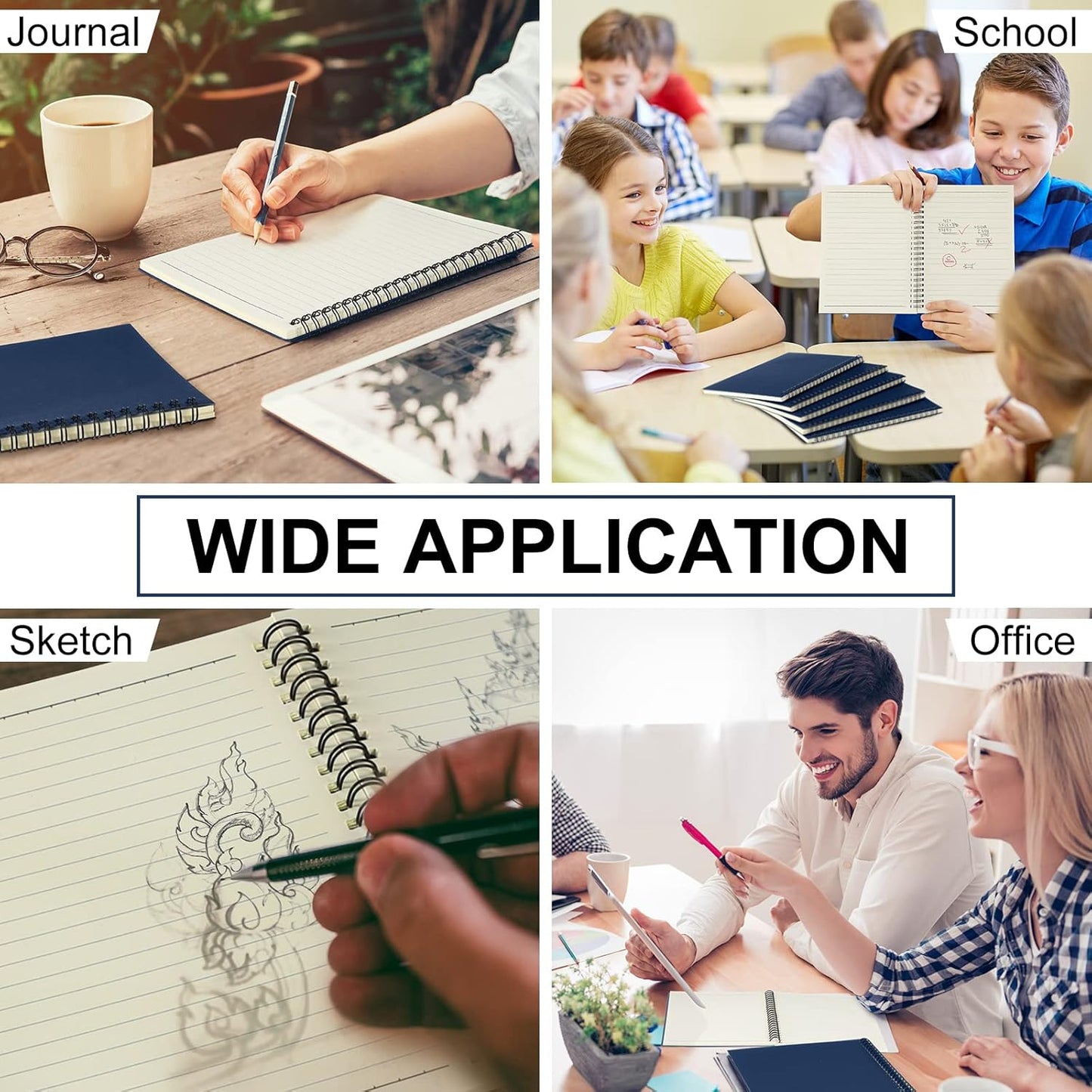 Yahenda 36 Pcs Spiral Notebook Bulk A5 Journal Lined 8.3'' x 5.5'' Writing Composition Paper Small Notepad Subject Notebook for Students Office Business Back to School Supplies (Deep Blue)