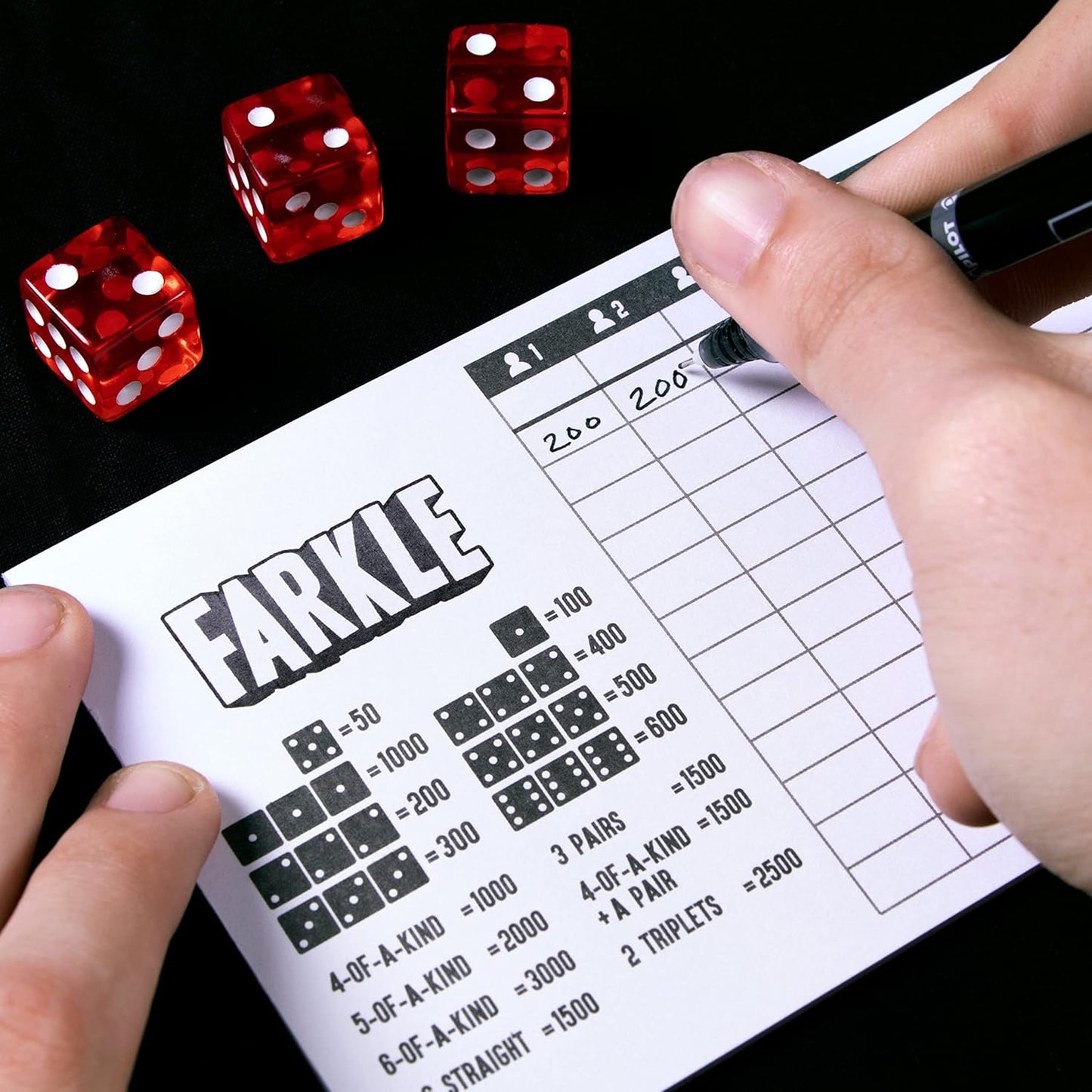 Brybelly Farkle Scorecards – Set of 75 Replacement Score Sheets for Farkle Dice Games for Up to 8 Players