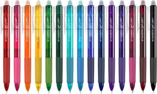 Vanstek 15 Colors Retractable Erasable Gel Pens Clicker, Fine Point(0.7), Make Mistakes Disappear, Premium Comfort Grip for Drawing Writing Planner and School Supplies