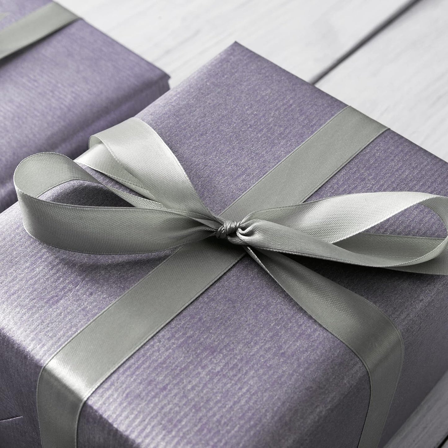 LIUYAXI Silver Satin Ribbon, Double Faced 1/2" X Continuous 25 Yards Ribbons Perfect for Gift Wrapping Bows Bouquet Wedding Craft and More