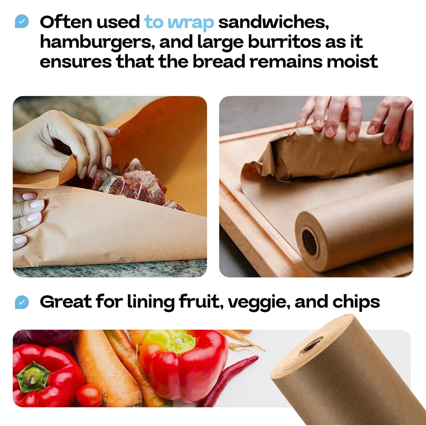 Brown Freezer Paper Roll 36" x 1800" (150 feet) with Cutter - USA-made Freezer Paper for Meat & Fish - Poly-Coated Food Wrapping Material for Freezing - Barrier Against Air & Moisture by IDL Packaging