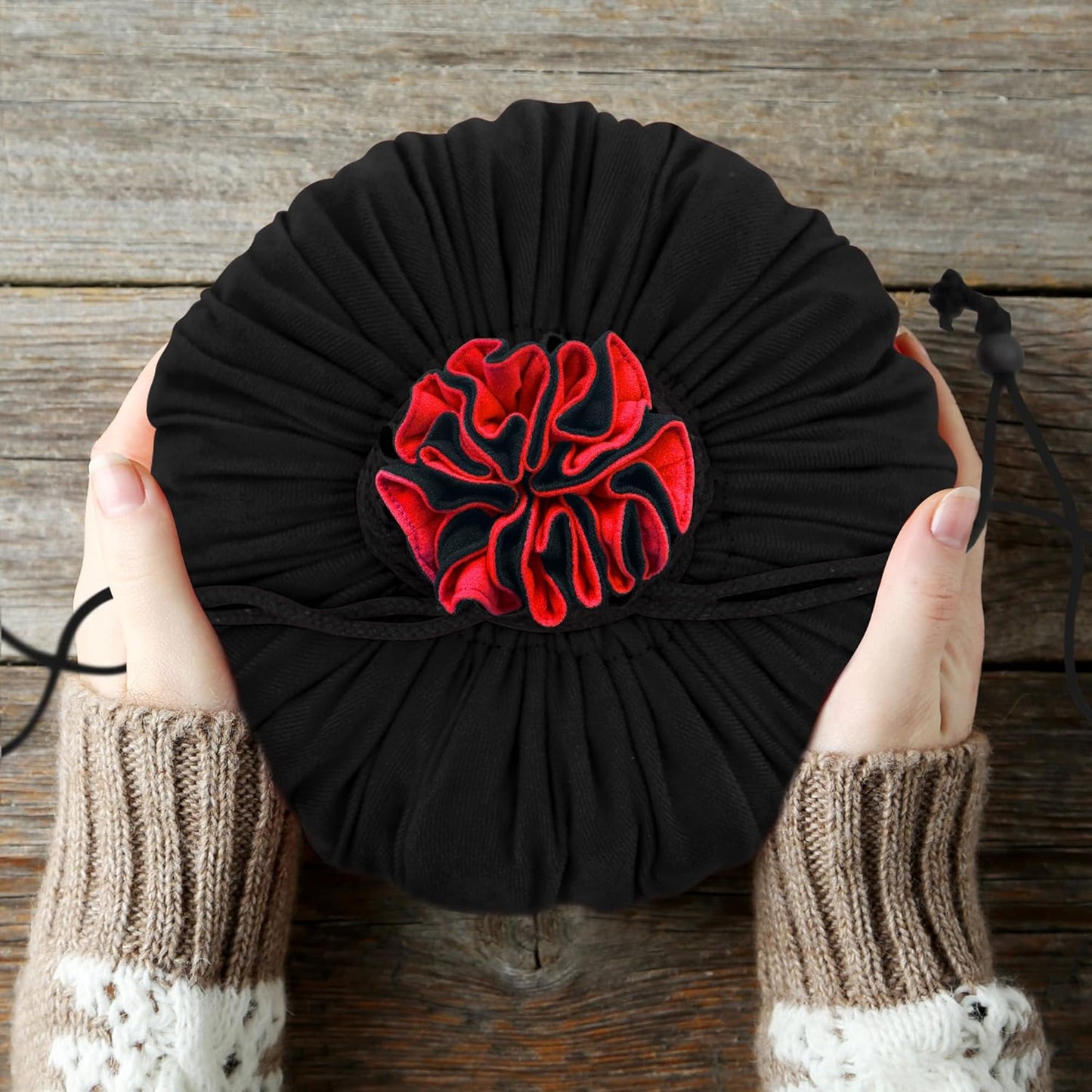 SIQUK Large Dice Bag with Pockets Drawstring Dice Bag DND Dice Storage Bag Big Capacity Dice Pouch for RPG MTG Table Games, Hold over 300 Dice (Black & Red)