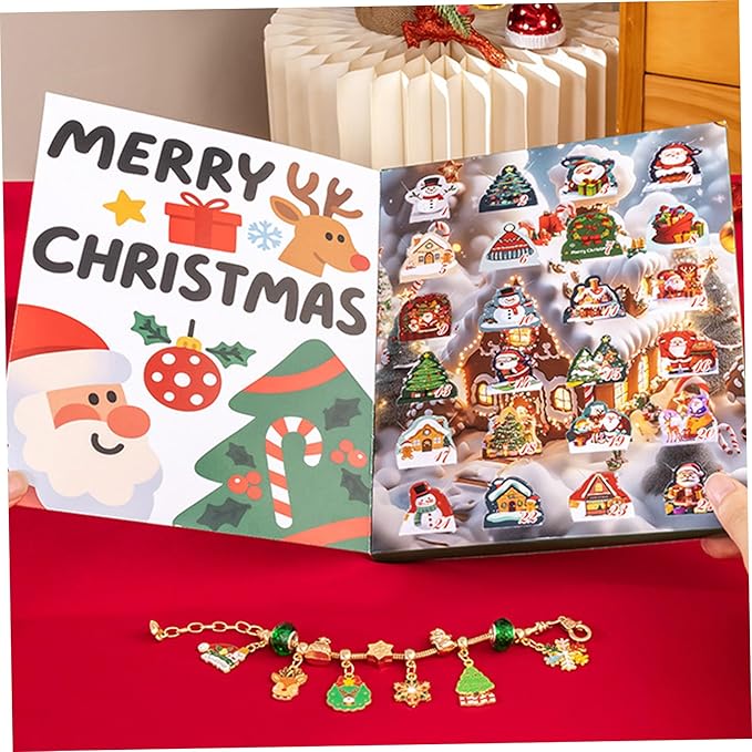 Advent Calendar, Jewelry Advent Calendar, DIY Bracelet Accessory 2025, 24 Days Making Jewelry Kit for Adults Women Kids Xmas Holiday
