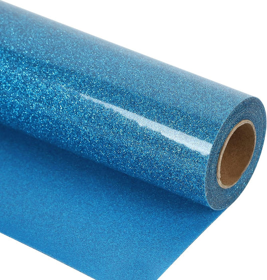 guangyintong Glitter Sky Blue Heat Transfer Vinyl HTV Rolls, 12" x 8ft Iron on Vinyl for T-Shirts Glitter Sky Blue HTV Vinyl for All Cutter Machines Easy to Cut & Weed for Heat Vinyl Design