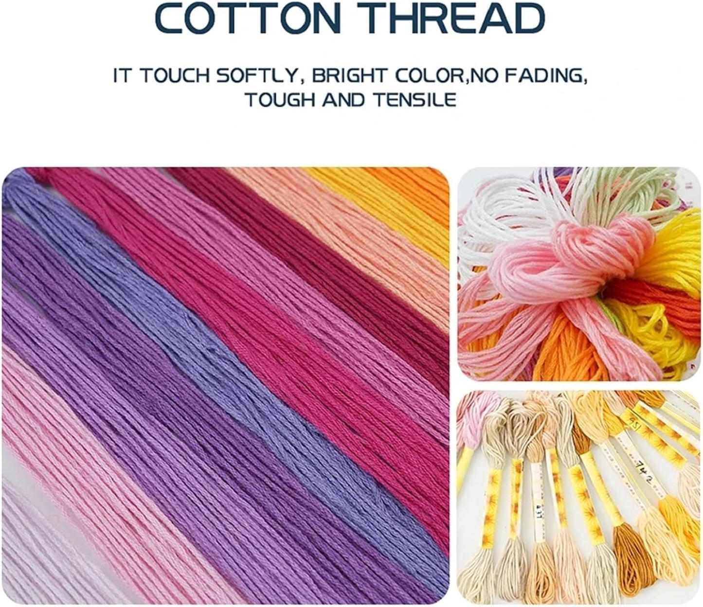 Joyhoor Stamped Cross Stitch Kits for Beginners, Needlepoint Kits for Adults, 11CT Counted Embroidery Kits-Skeleton Flower 18x18 inchs