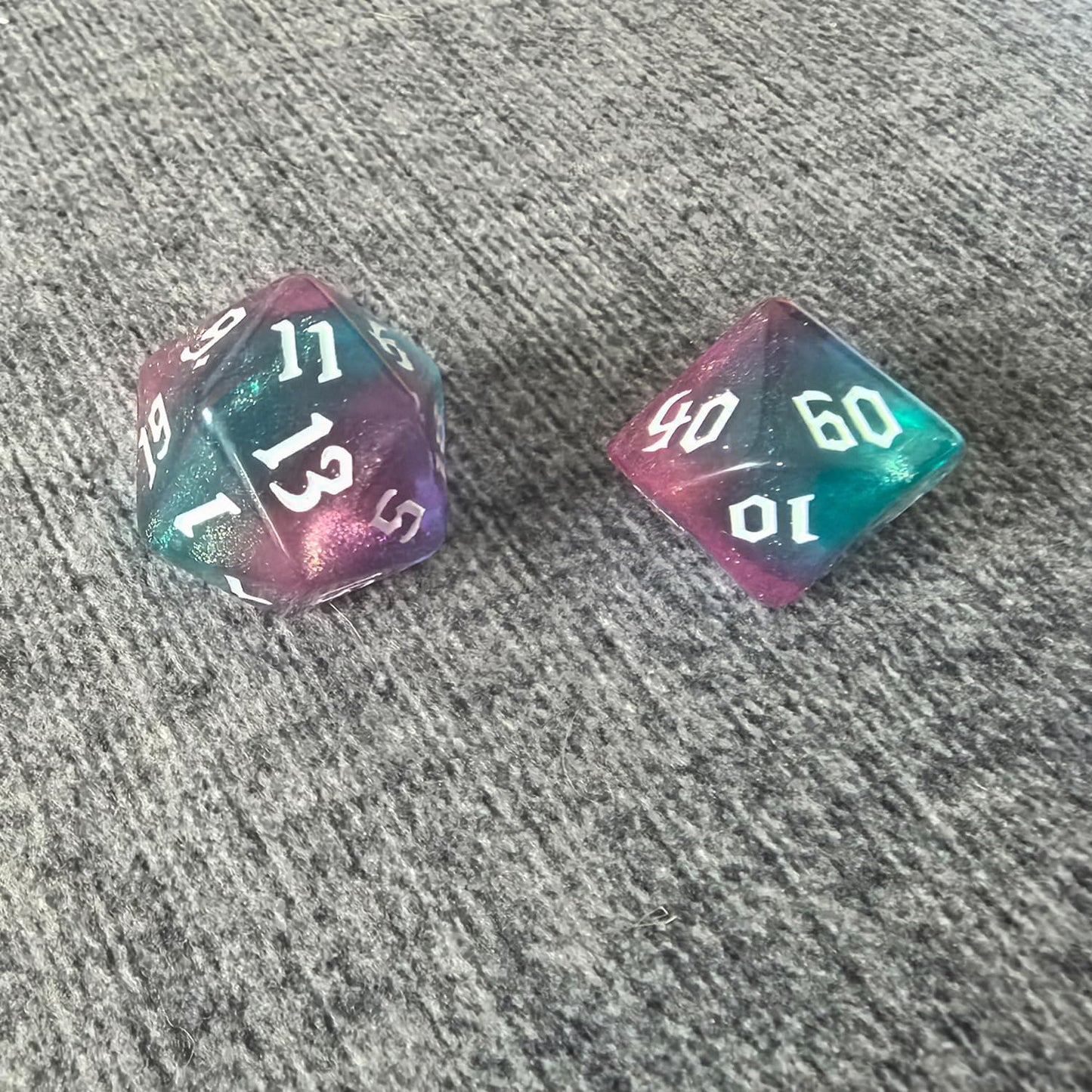 DND RPG Dice Set, Nebula Polyhedral Dice for Dungeons and Dragons, Mystery 7-Piece Set (Green Purple)