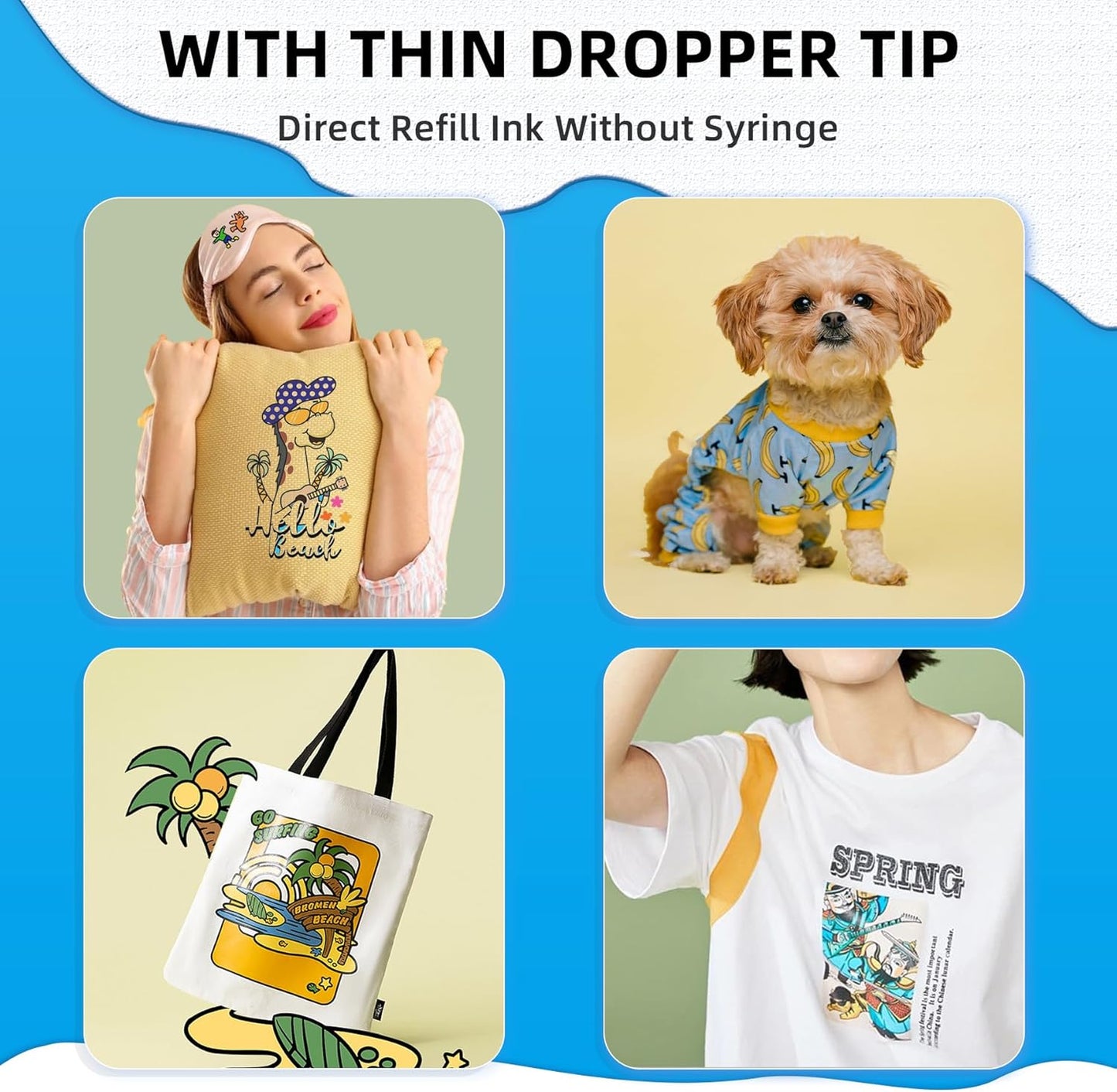 Upgraded Auto-Fill DTF Ink for ET-8550, ET-8500, 100mlx6 Heat Transfer Ink Conversion Kit, High Density Pigment Ink - Compatible with All DTF Films&Printers(Anti-UV, ICC-Free)