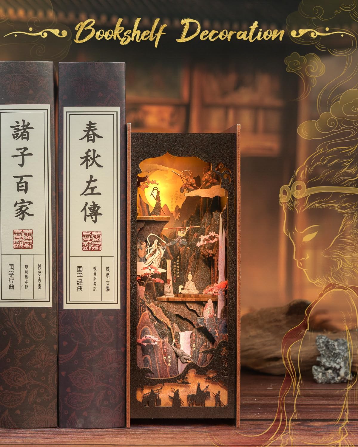 CUTEBEE Book Nook Kit, DIY Booknook Miniature House Tiny House 3D Wooden Puzzle Dollhouse Kit for Adults and Teens, Bookshelf Insert Decor, DIY Craft Gift Model Build