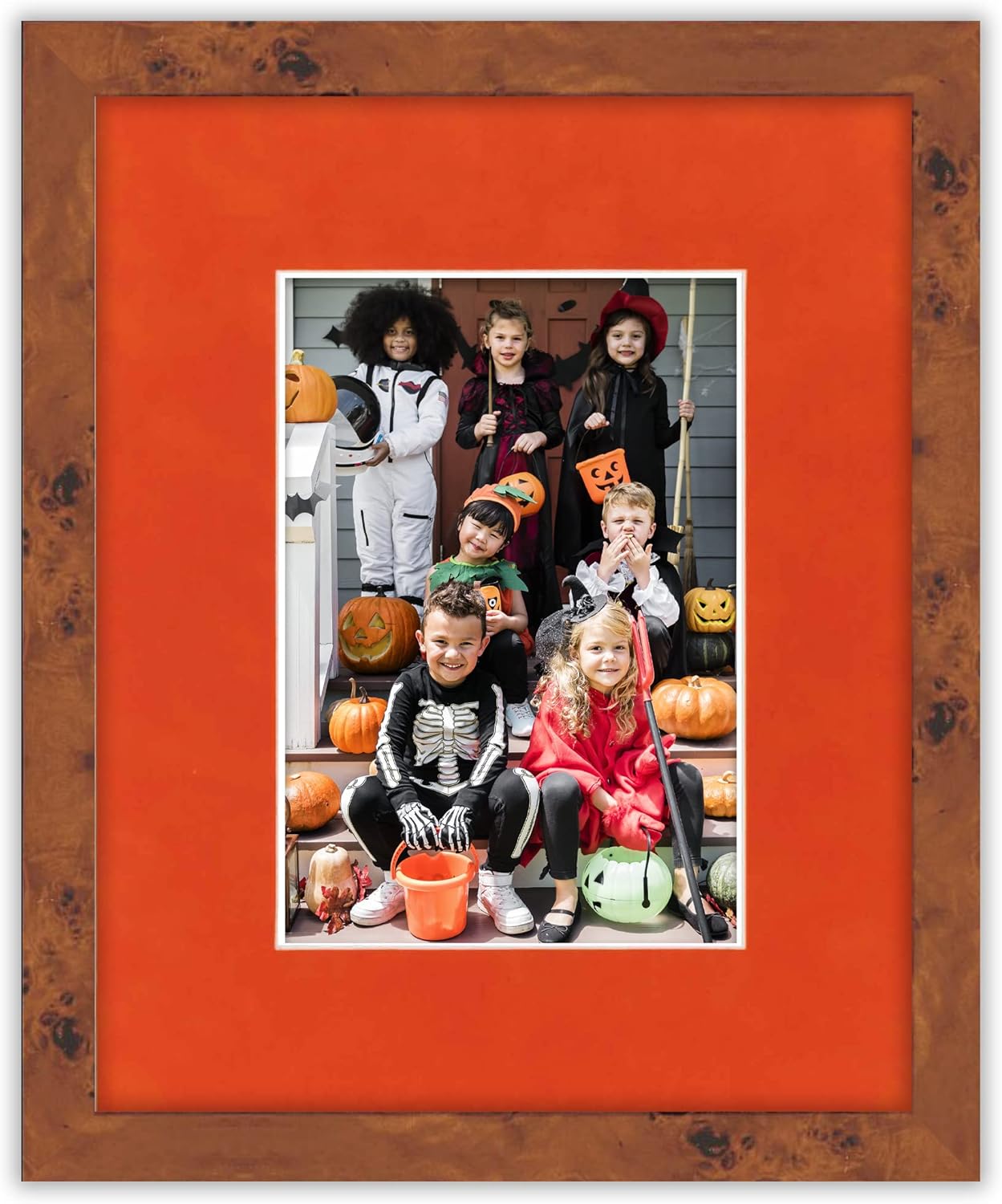 Pack of TEN 11x14 Mats Bevel Cut for 8.5x11 Photos - Acid Free Orange Suede Precut Matboards For Pictures, Photos, Framing - 4-ply Thickness