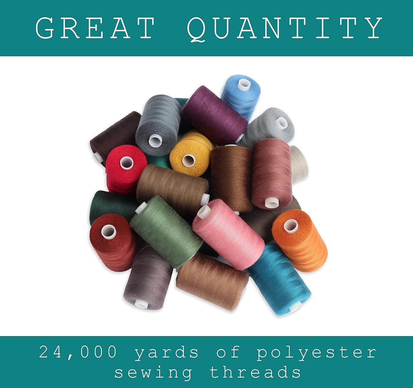 BlesSew Sewing Thread - 24 Spools of Polyester Thread for Sewing Machine for Beginners, Hand Stitching & Quilting - 1000 yds per Spool in Dark Colors