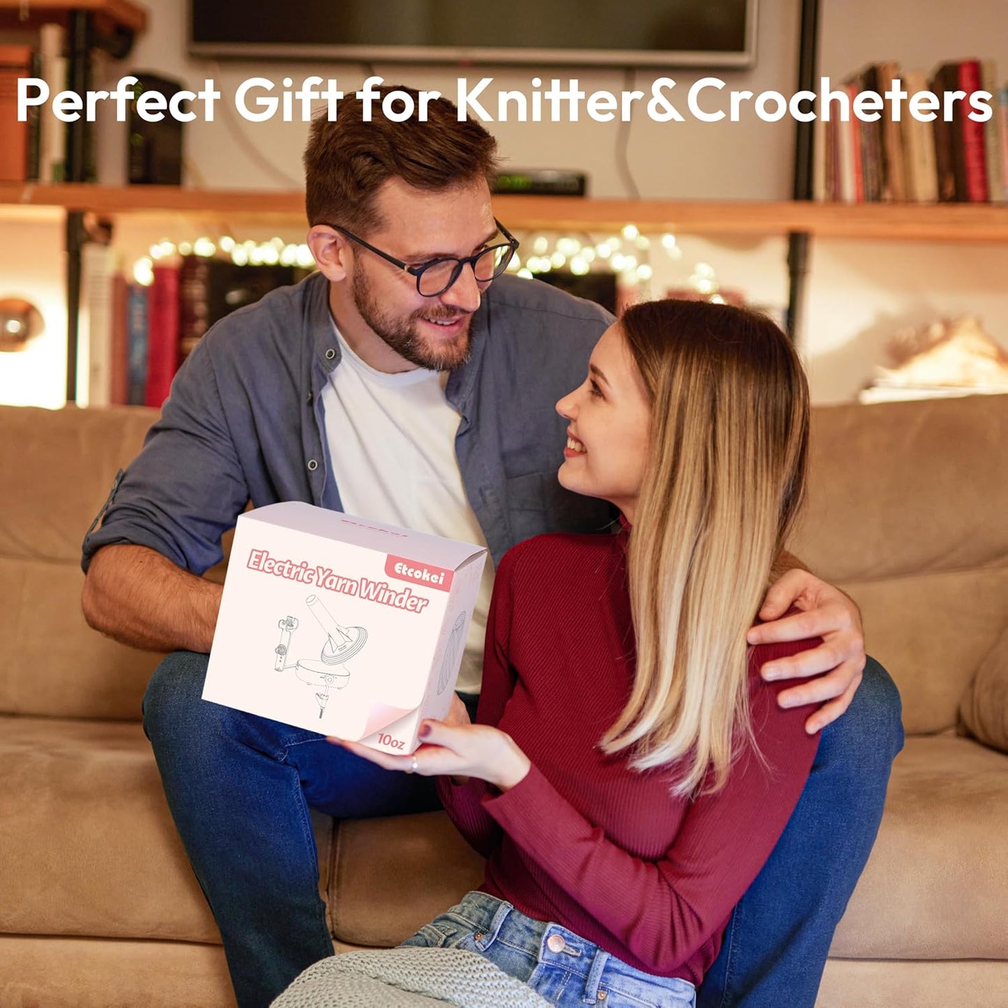 Etcokei Electric Yarn Ball Winder Pro for Crocheting, Upgrade Dual-Spring Tension 10oz Large Capacity, Stepless Speed Automatic Yarn Wool Spinner Roller, Ideal Present for Crochet Lovers(Pink)