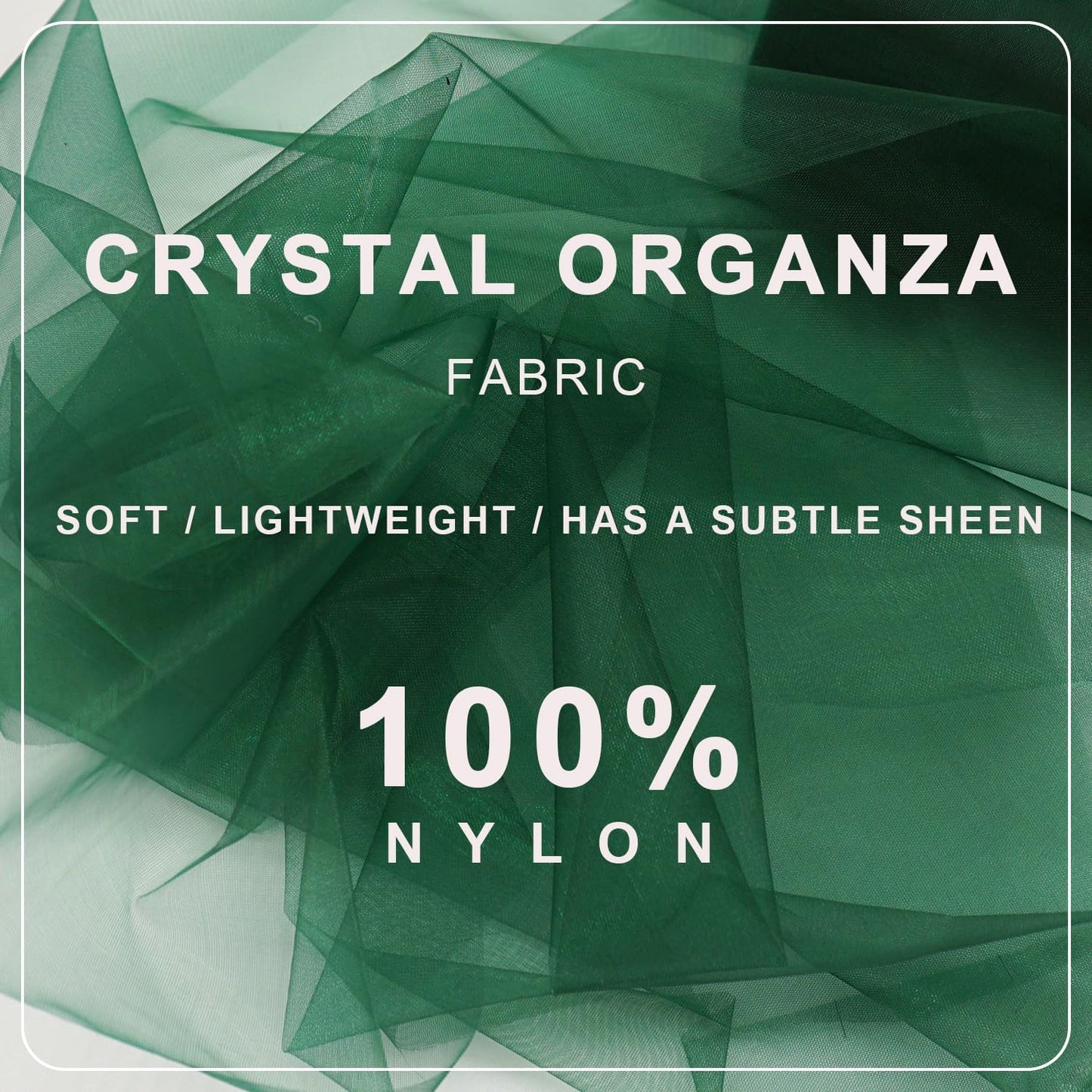 Organza Tulle Fabric Rolls, Crystal Organza 12" by 50 Yards (150 ft) Sheer Nylon Silky Shiny Netting Spool Bolt for DIY Craft Table Runner Wedding Baby Shower Party Decor (Hunter Green)