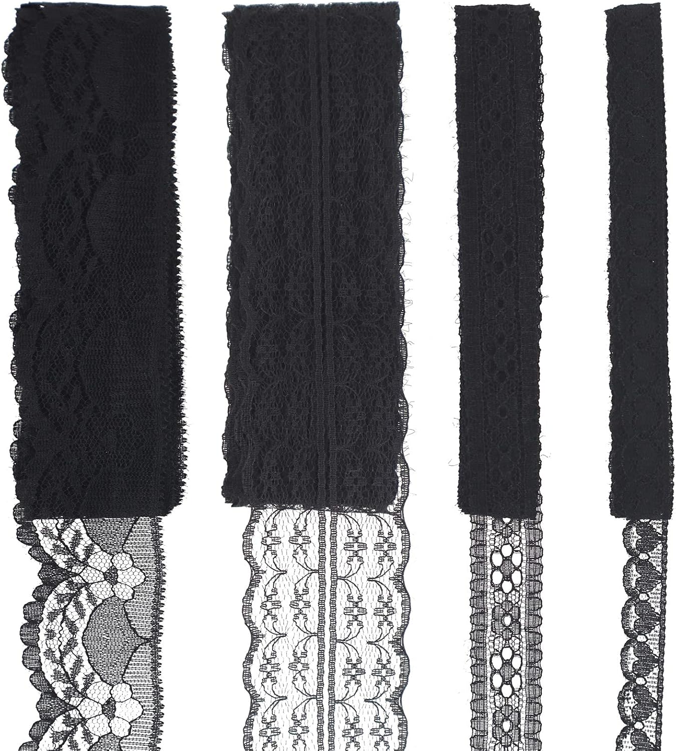 Black Lace Trim 20 Yards Sewing Lace Ribbon for Crafts Bridal Wedding Decorations, Bouquet and Gift Packaging