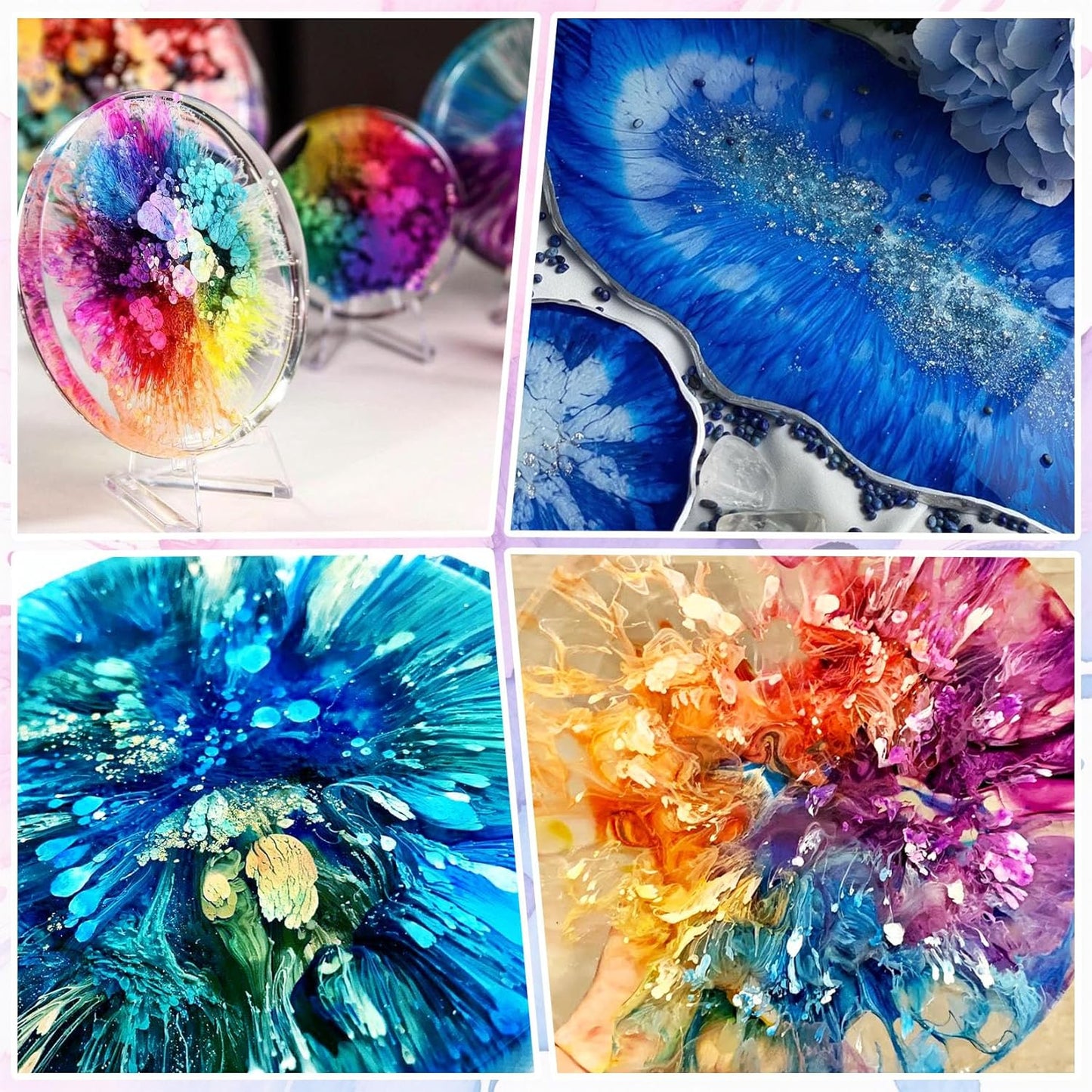 Alcohol Ink Set - 48 Bottles Vibrant Colors High Concentrated Alcohol-Based Ink, Concentrated Epoxy Resin Paint Color Dye Great for Resin Petri Dish, Coaster, Painting, Tumbler Cup Making(10ml Each)