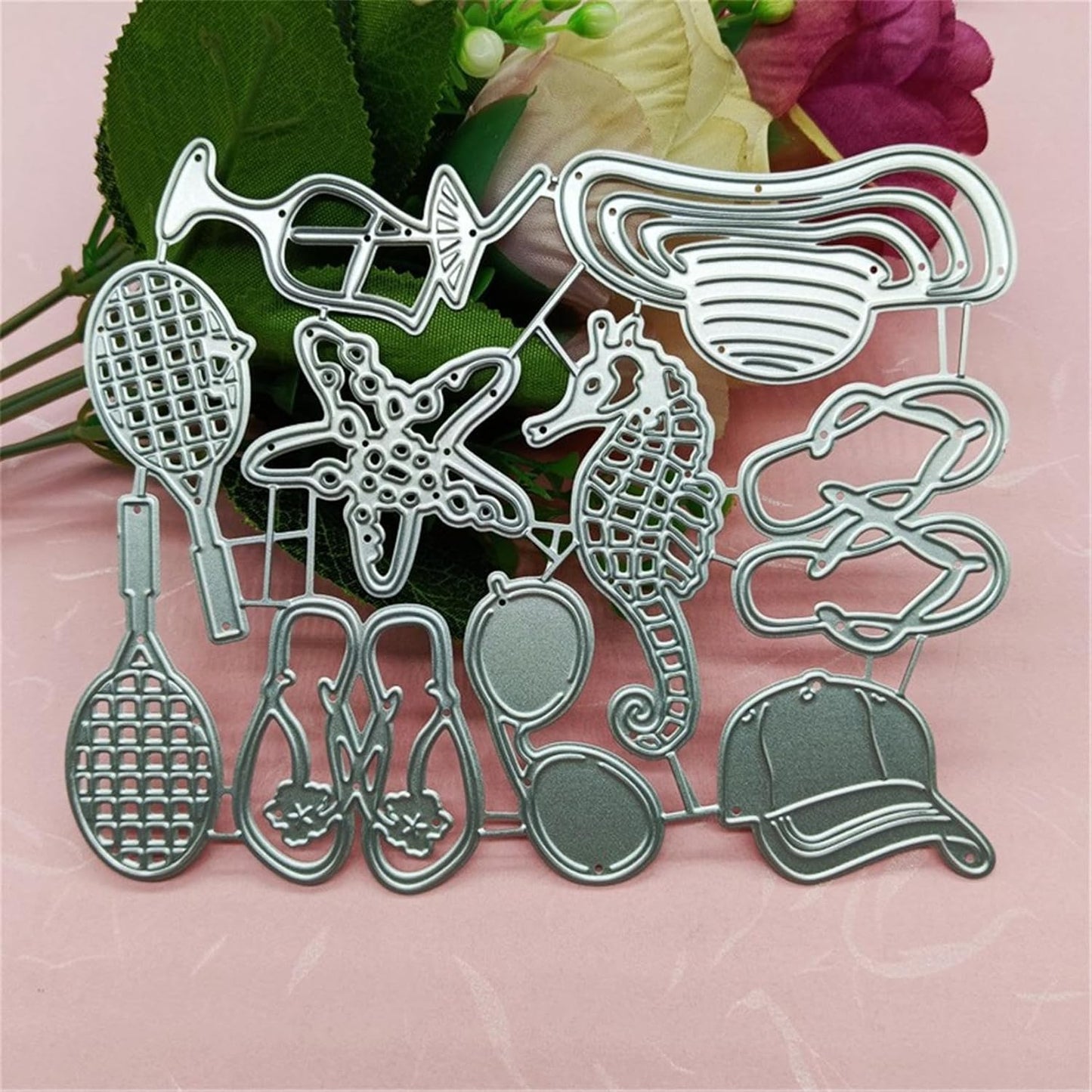 Cutting Dies Metal Stencils Scrapbooking Tools DIY Embossing Template for Paper Card Making Album Arts Crafts Supplies (Beach supplies-11x14cm)