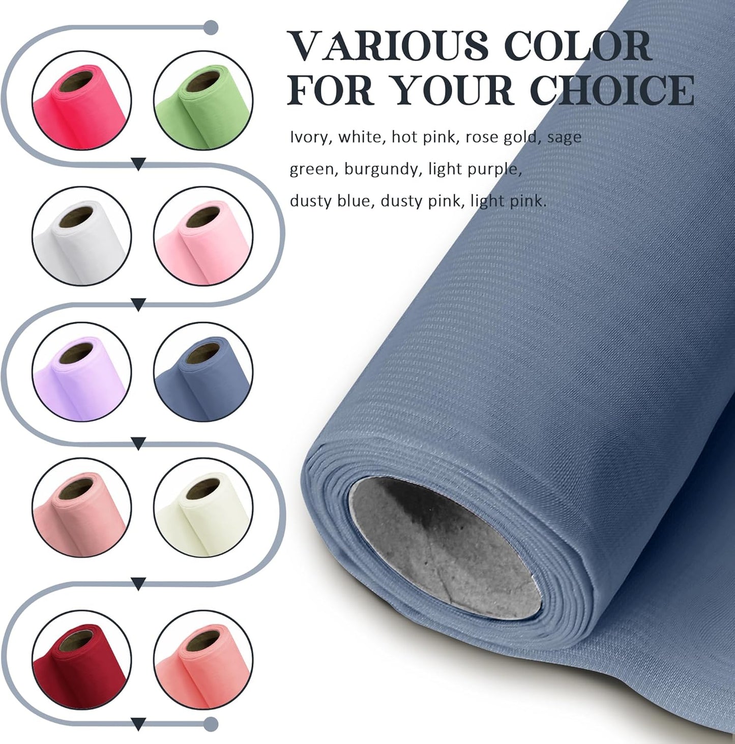 Horbaunal Dusty Blue Chiffon Fabric by The Yard, 1 Yard Continuous Sheer Fabric 59" Wide Soft Draping Fabric for Wedding Arch Draping Party Backdrop DIY Sewing
