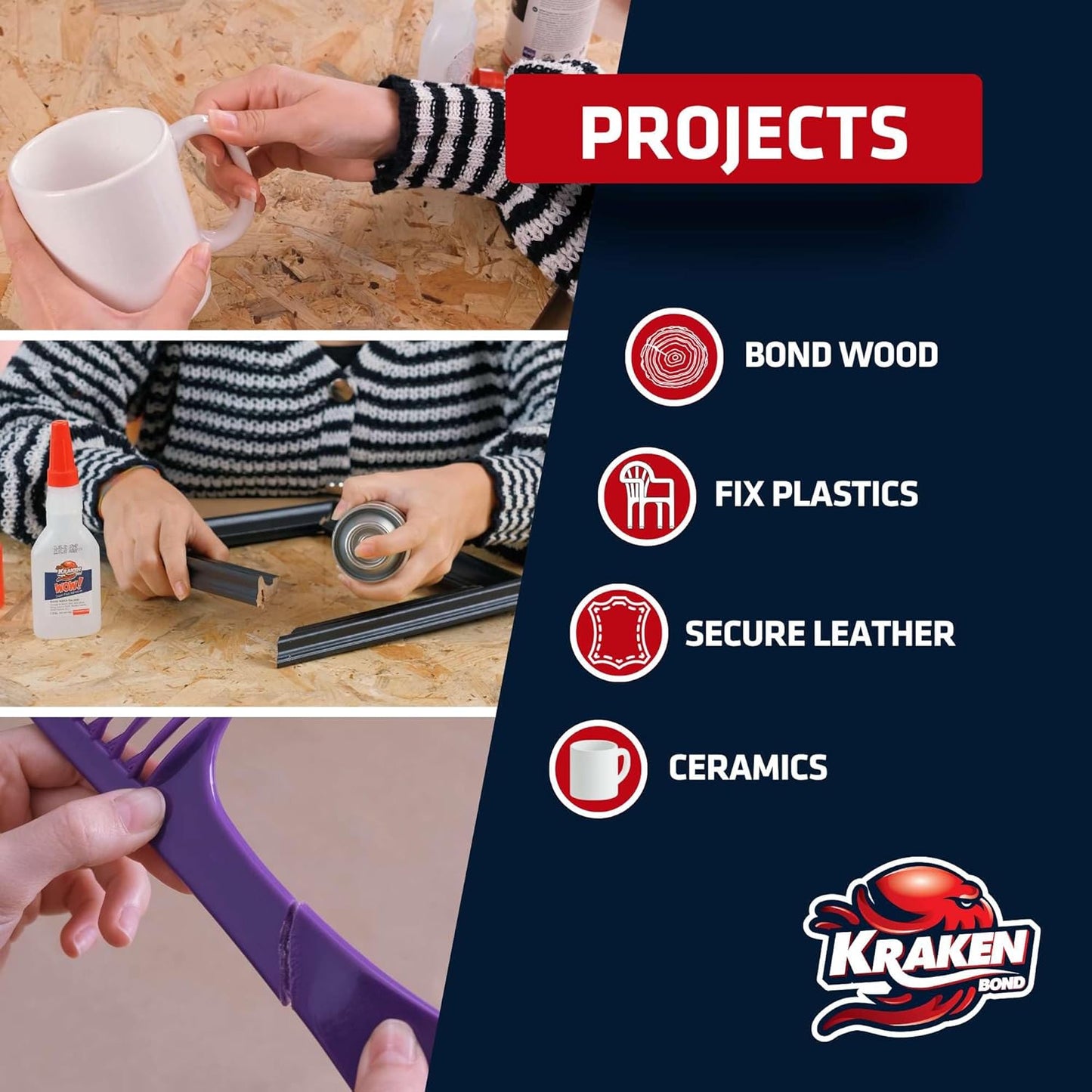 KRAKEN BOND Wow! Spray Adhesive Activator(2X16.9 Oz.) - Cyanoacrylate Super Glue Accelerator Spray for Plastic, Metal, Wood & PVC, CA Glue Activator | 2 Pack