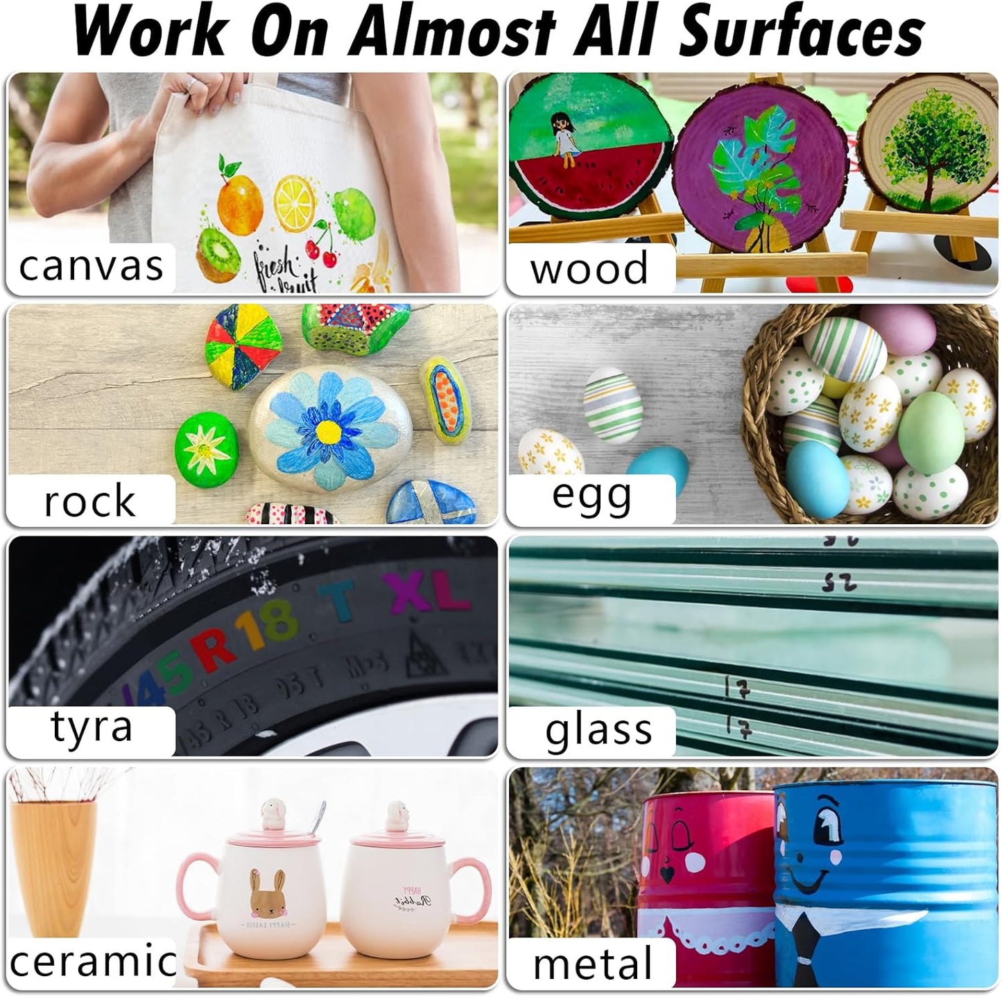 Orange Paint Pens Paint Markers - 12 Pack Permanent Quick Dry Waterproof Marker Pens for Rocks Wood Fabric Plastic Canvas Glass Mugs Metal Tire Stone