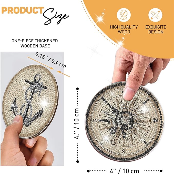 8 pcs Diamond Painting Coasters | Diamond Art Coasters | Vintage Nautical Diamond Art Painting | Perfect Art Craft Gift for Vintage Nautical Lover, Dad, Mom, Grandparents, Brother, Sister.