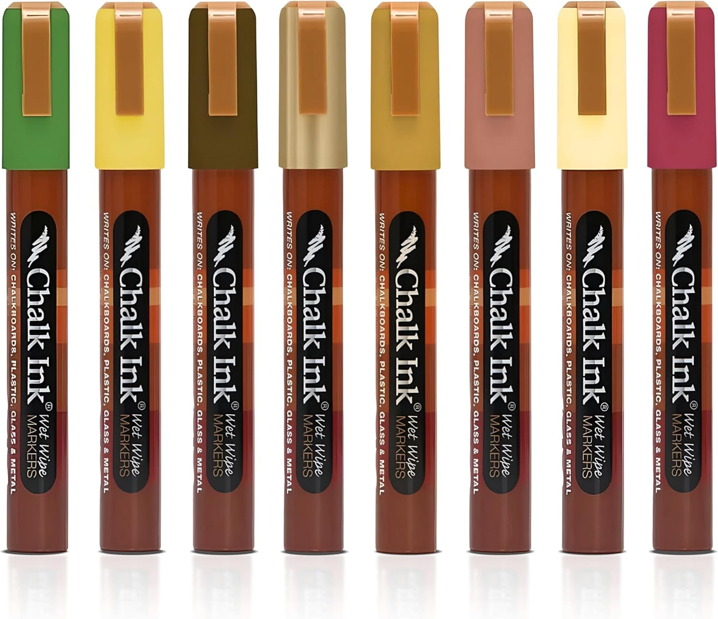 Chalk Ink Chisel Tip Wet Wipe Chalk Markers (Woodland, 6mm, 8 Pack)