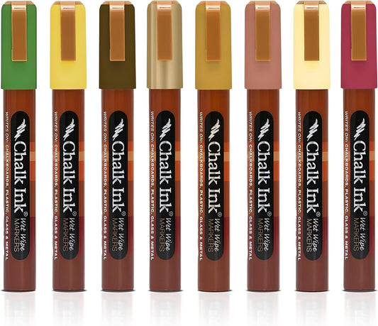 Chalk Ink Chisel Tip Wet Wipe Chalk Markers (Woodland, 6mm, 8 Pack)