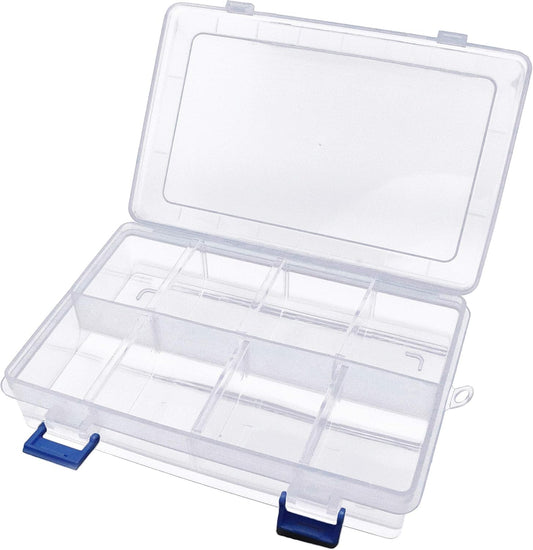 Xiaoyztan Clear Plastic Organizer, 8 Grids with Adjustable Dividers, Jewelry Box Bead Storage Container for Small Parts, Fishing Tackle, DIY Crafts, and Earrings