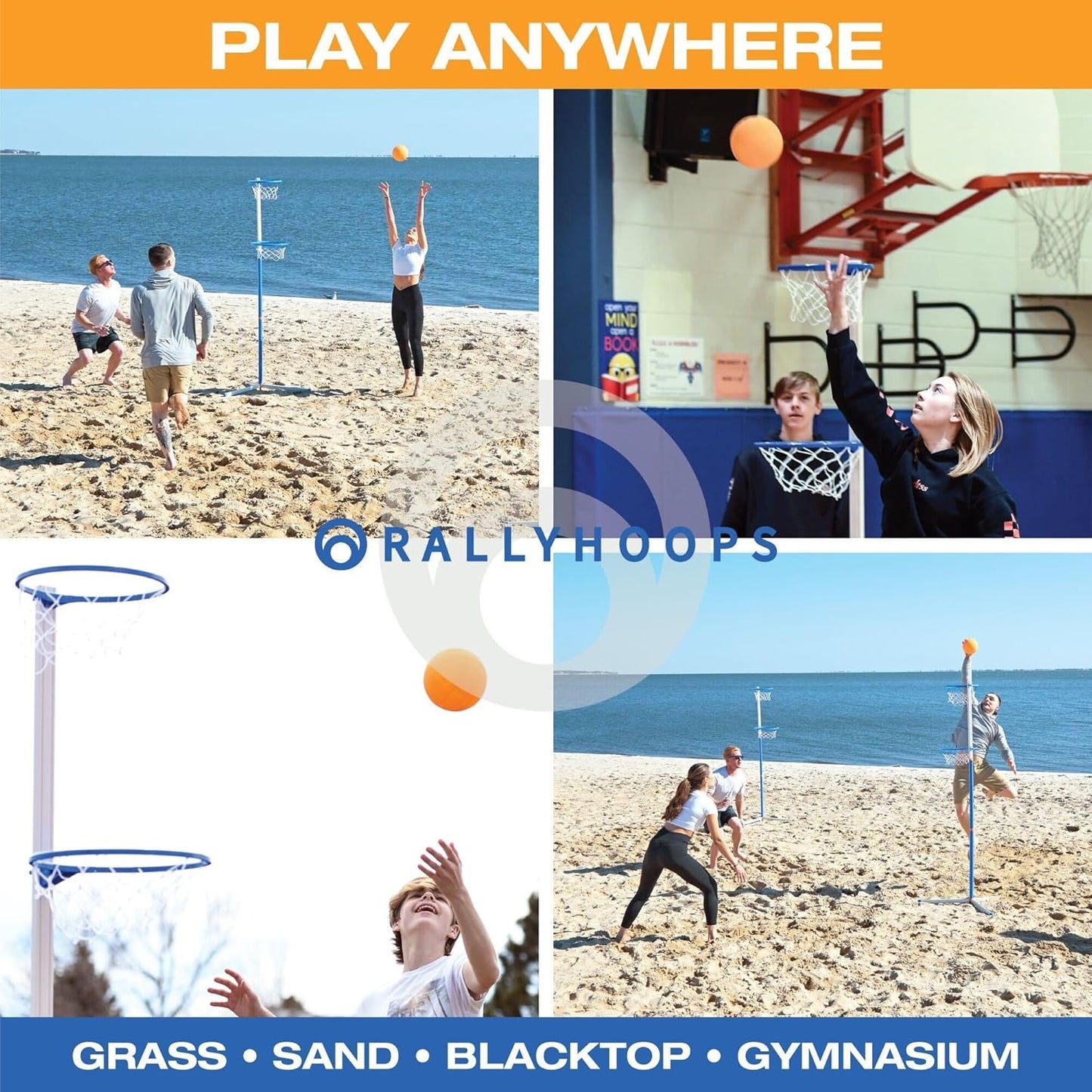 7 FT - World’s First Sports Game to Mash Volleyball & Basketball - Setup in Seconds - Quick & Easy to Learn Full Court Volleyball & Basketball Game - Fun to Play - for All Ages