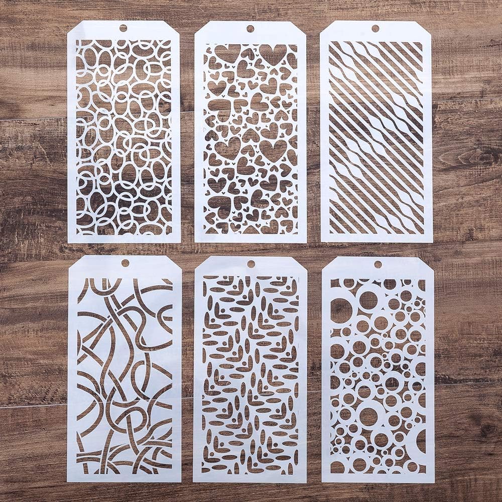 DIY Decorative Stencil Template for Scrapbooking Painting on Wall Furniture Crafts,Set of 6 (Heart)