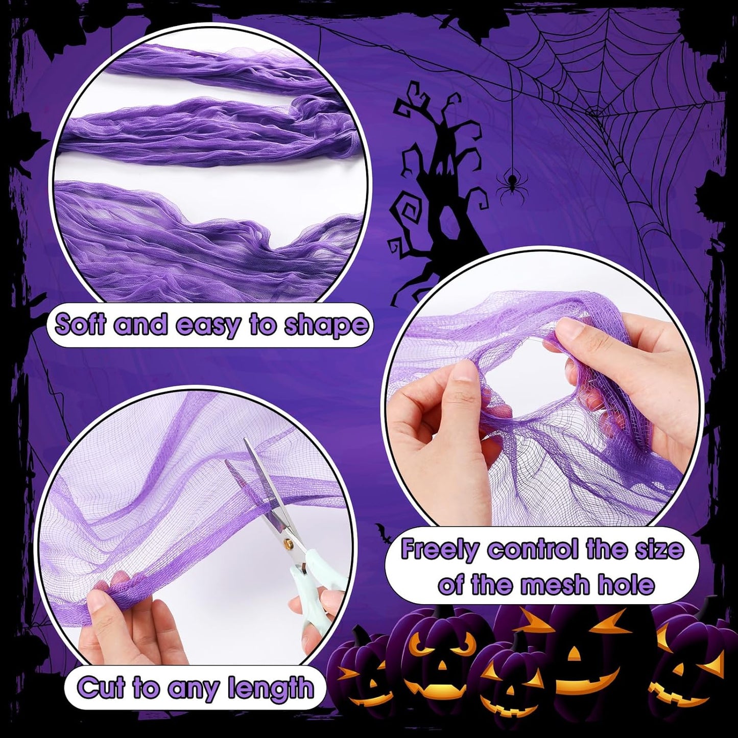 Boao Halloween Cheese cloth 85 x 197 Inch Purple Cheesecloth Roll for Crafts Large Cotton Muslin Gauze Fabric for Halloween Outdoor & Indoor Spooky Decoration