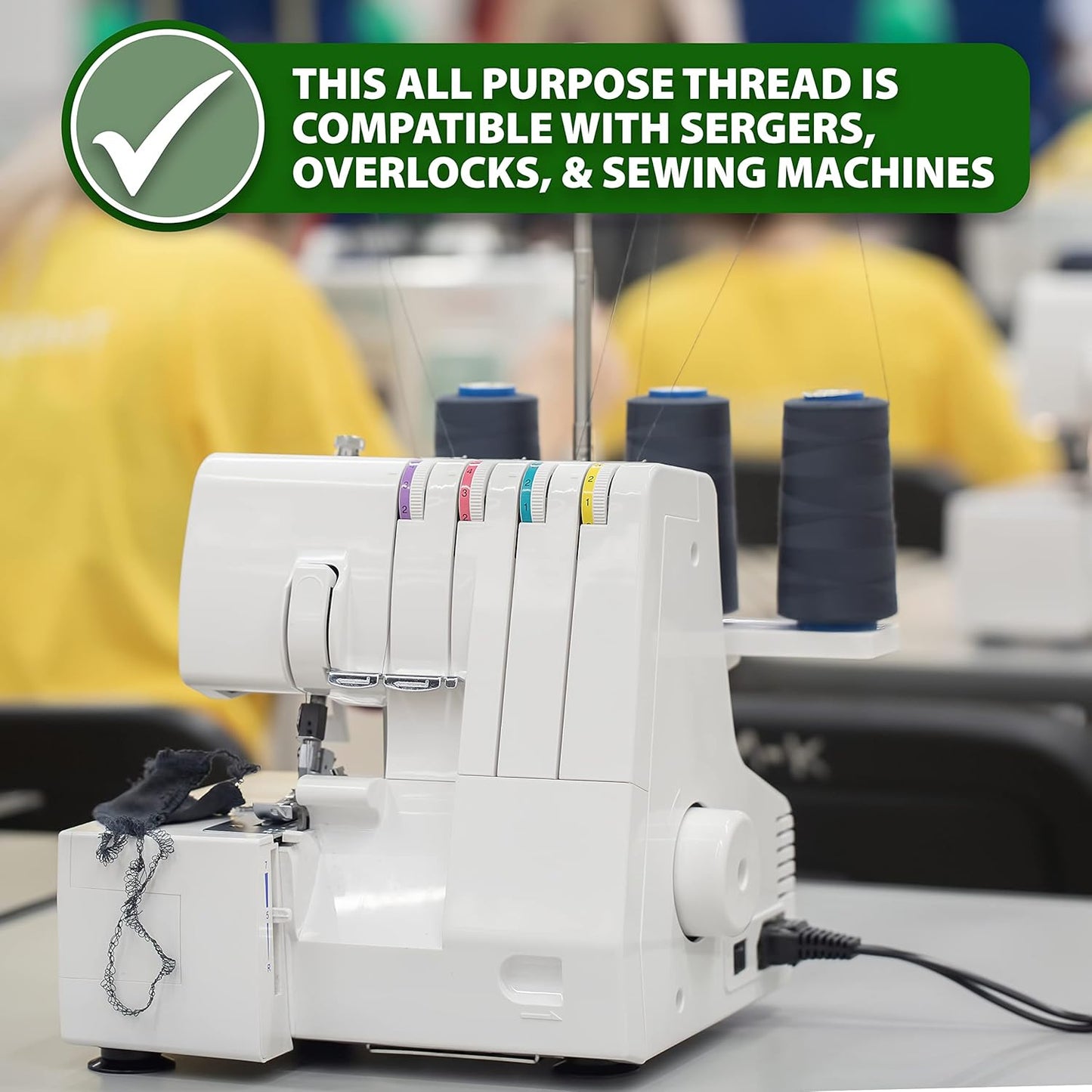 Mandala Crafts 4 Pack of Serger Threads Cones Spools - 40S/2 4000 Yards Polyester Rainbow Threads for Sergers Machine and Overlock Quilting Sewing Machine