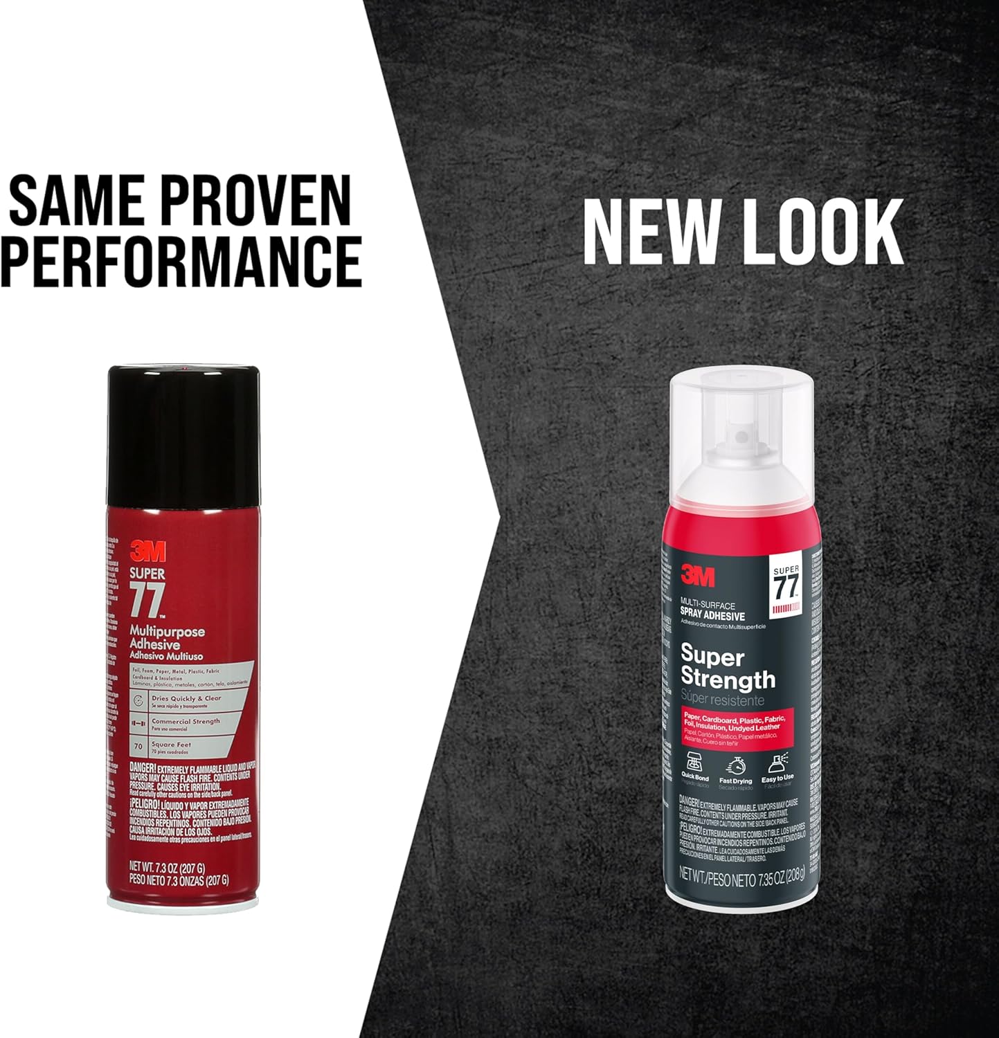 3M Super 77 Multi-Surface Spray Adhesive, 7.35 oz., Low VOC, Quick Bond, Fast Drying, Clear Finish for Foil, Foam, Paper, Metal, Plastic, Fabric, and Cardboard (77-10-NAT)