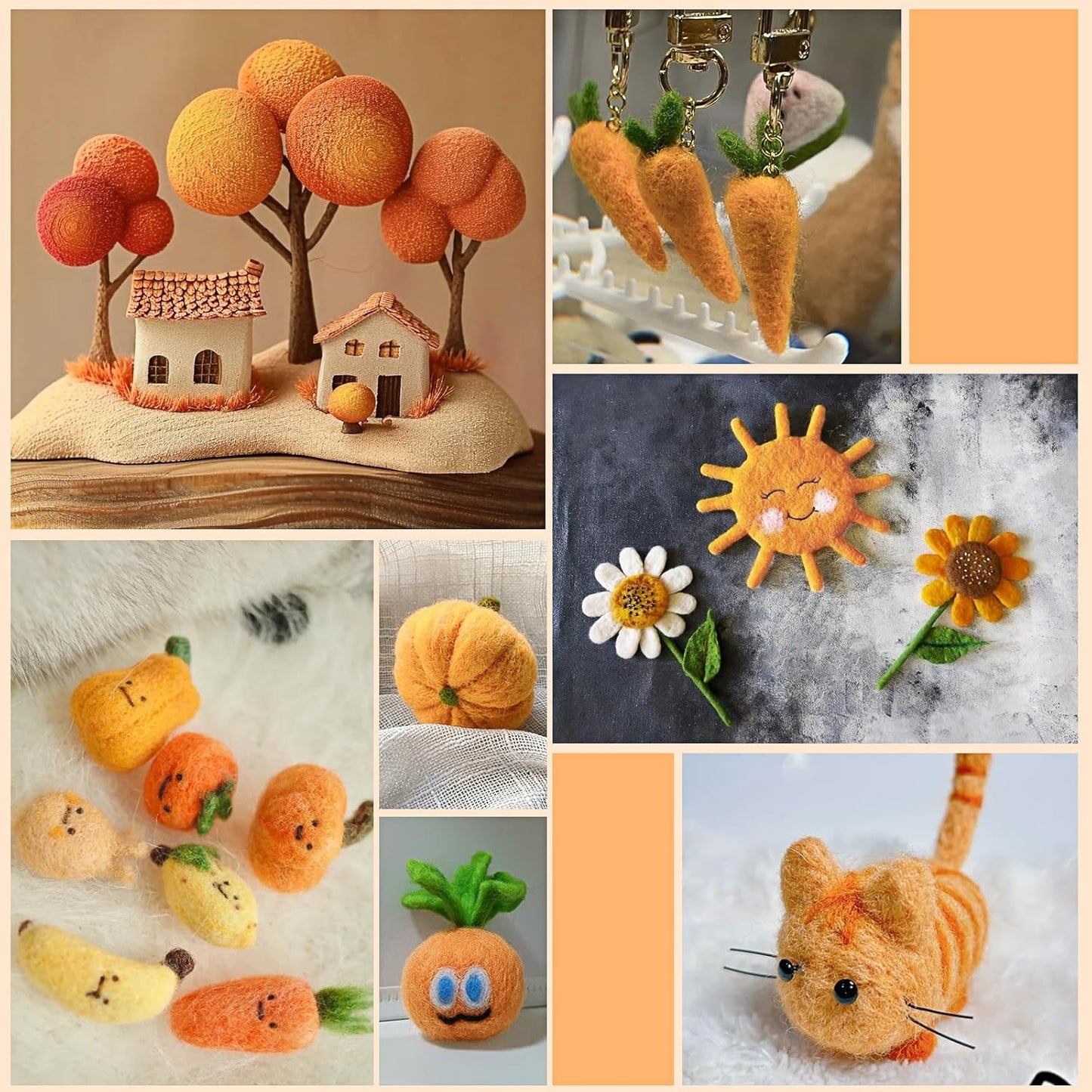 3.53oz Wool Roving Yarn, Wool Felting Supplies, Pure Wool, Chunky Yarn, Spinning Wool Roving for Needle Felting Wet Felting DIY Hand Spinning (Light Orange)