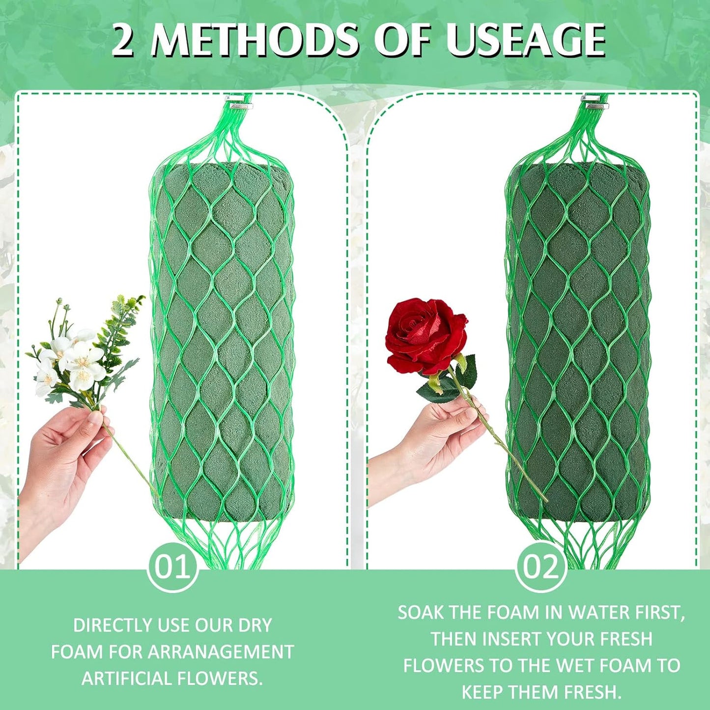 42 Pcs Floral Foam Garland 27.6ft Absorption Flower Holder Plant Foam Flower Green Sponge Foam for Wedding Arch Door Tabletop Decoration Arrangement Home Garden Craft