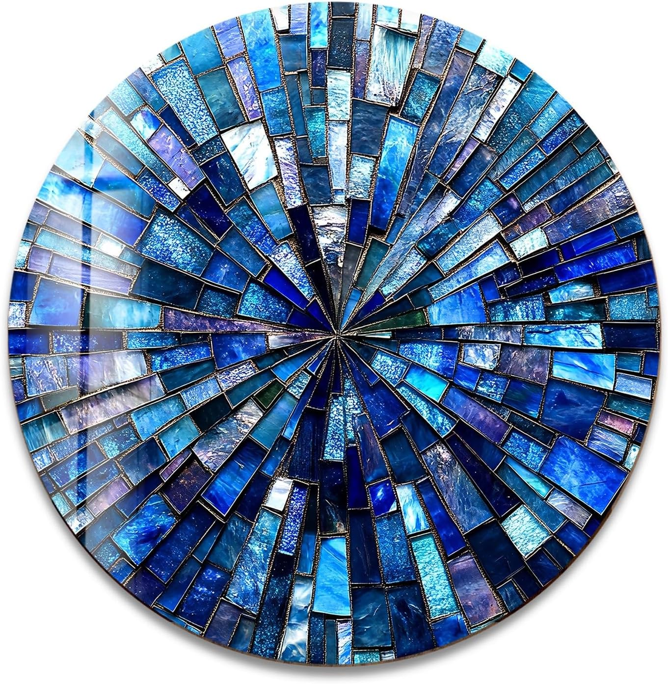 My Photostation.com 31.5''(80cm) Diameter Radiant Mosaic Burst Round Glass Wall Art Tempered Glass Printing Wall Decor Large Wall Art Wall Hangings